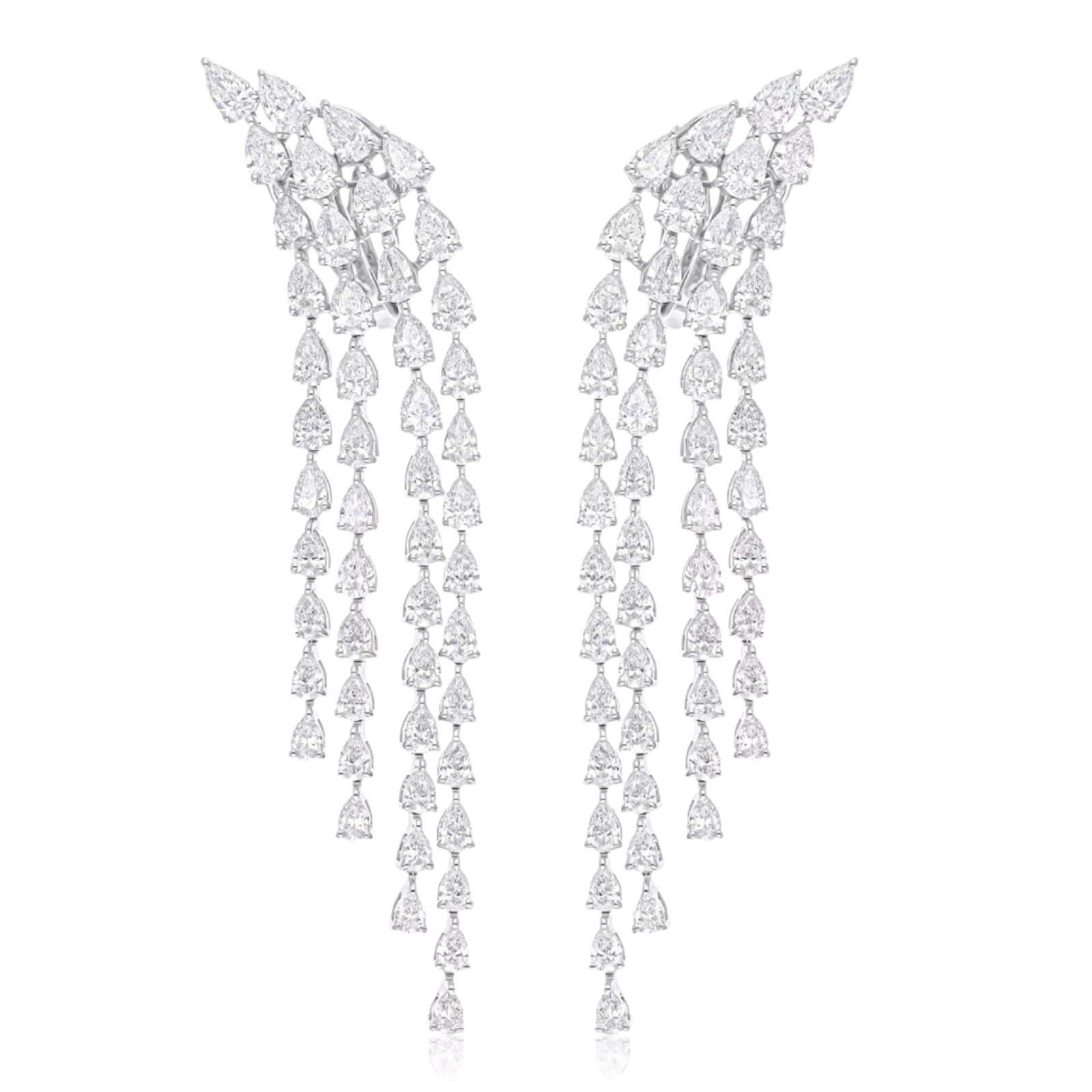 18k Solid White Gold Decorated Dimond Drop Earrings 8.55 CTW