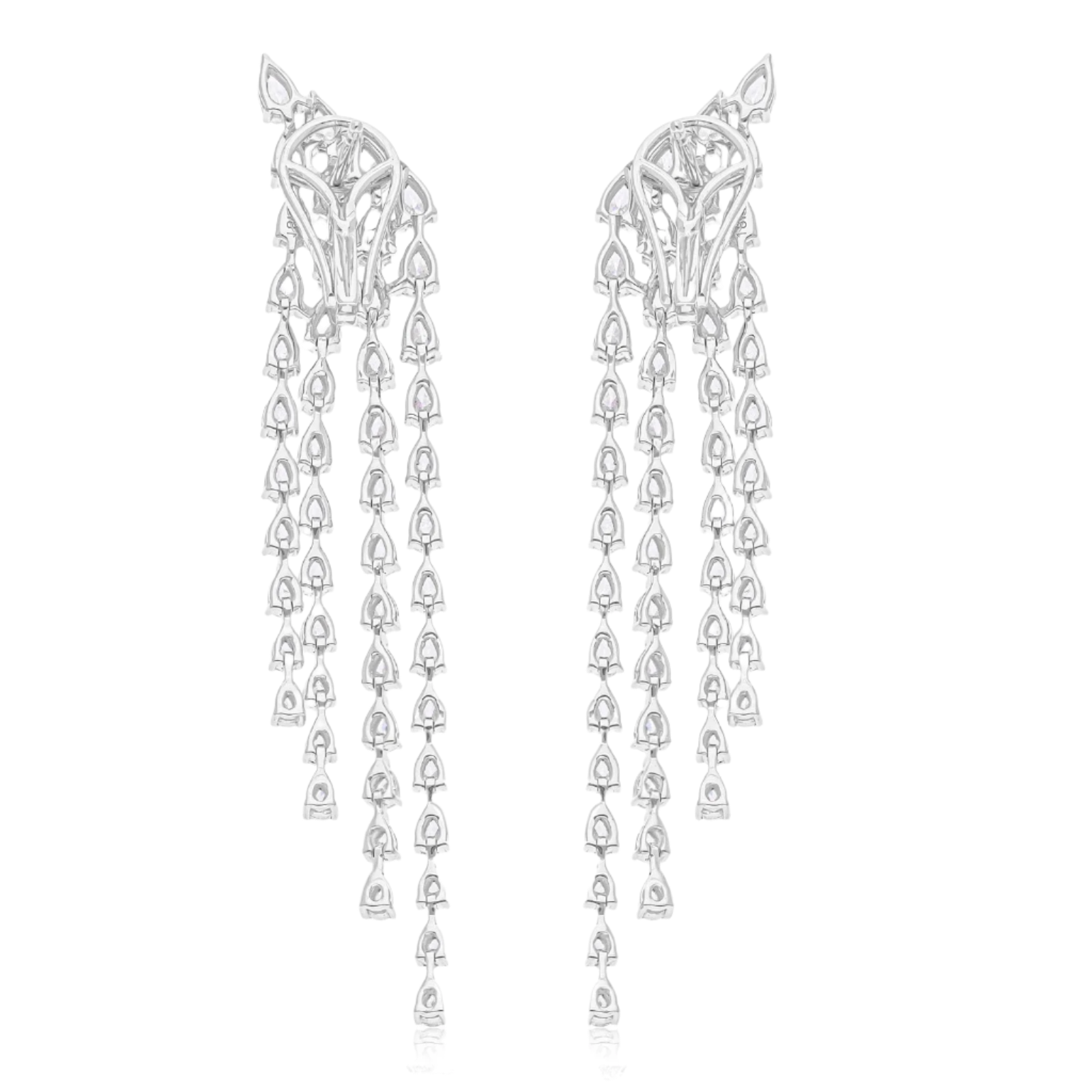 18k Solid White Gold Decorated Dimond Drop Earrings 8.55 CTW