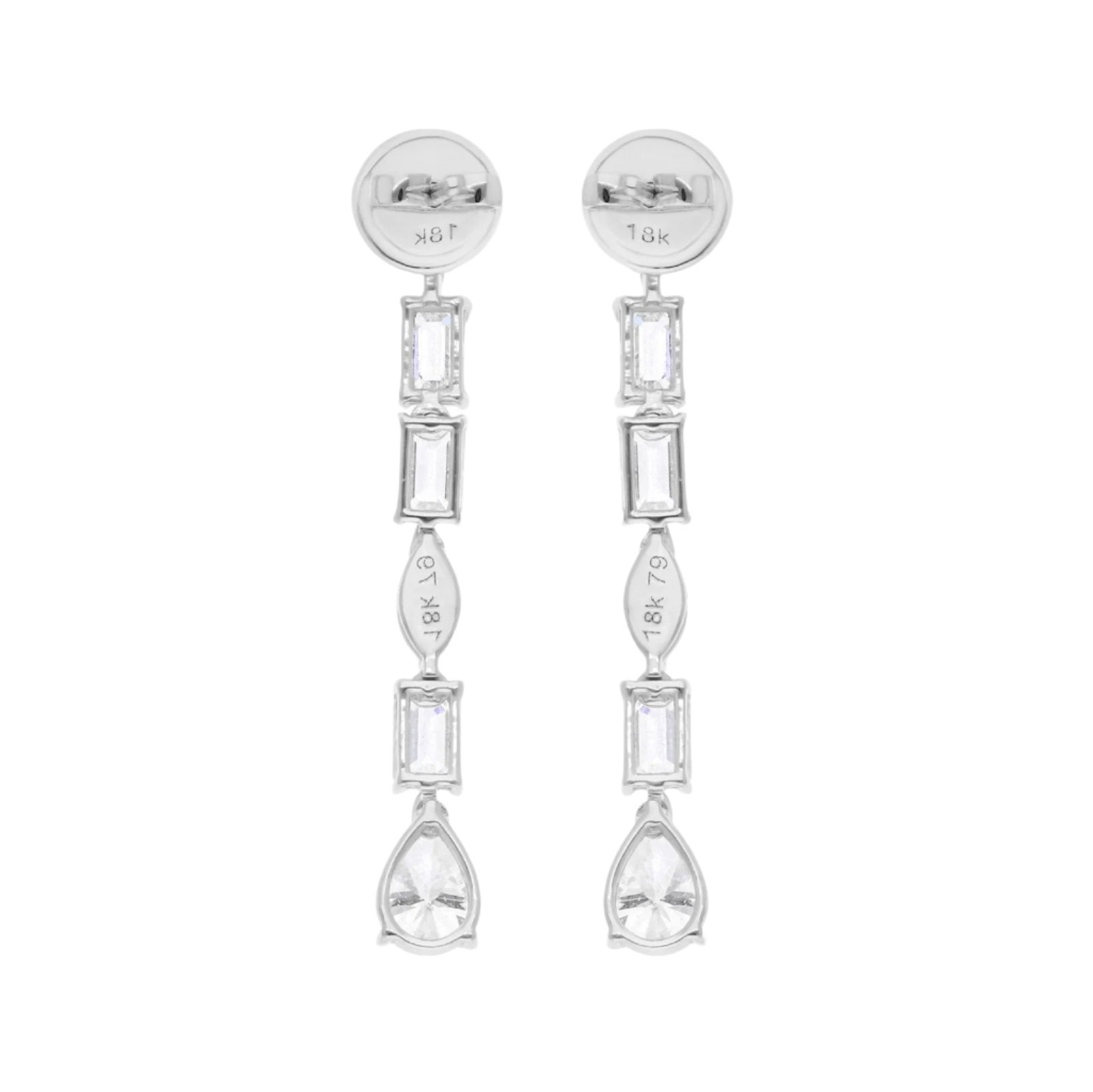 18k Solid White Gold Multi-Shape Diamond Drop Earrings 3.86 CTW