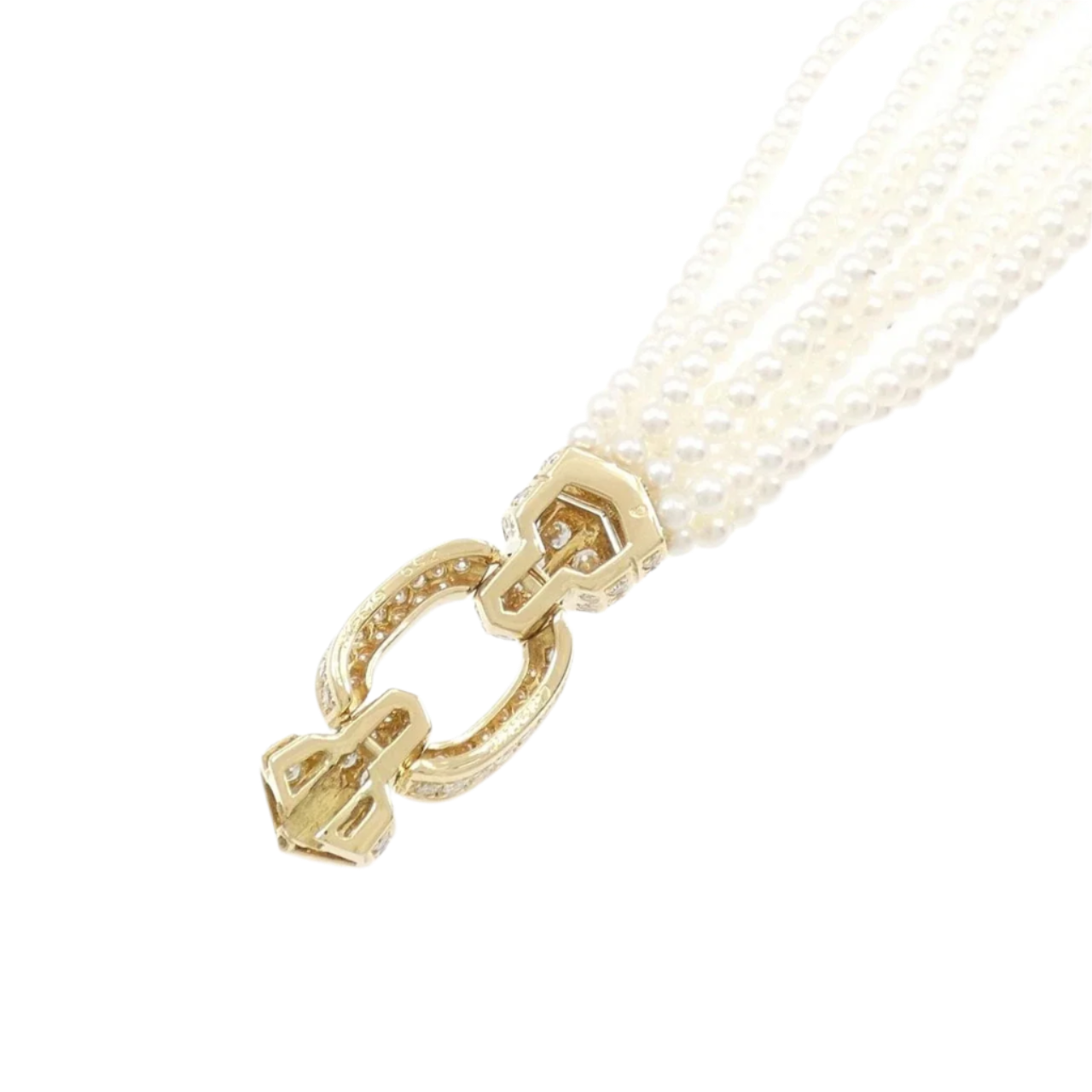 Cartier Akoya Pearl Bracelet in 18k Yellow Gold with Diamonds
