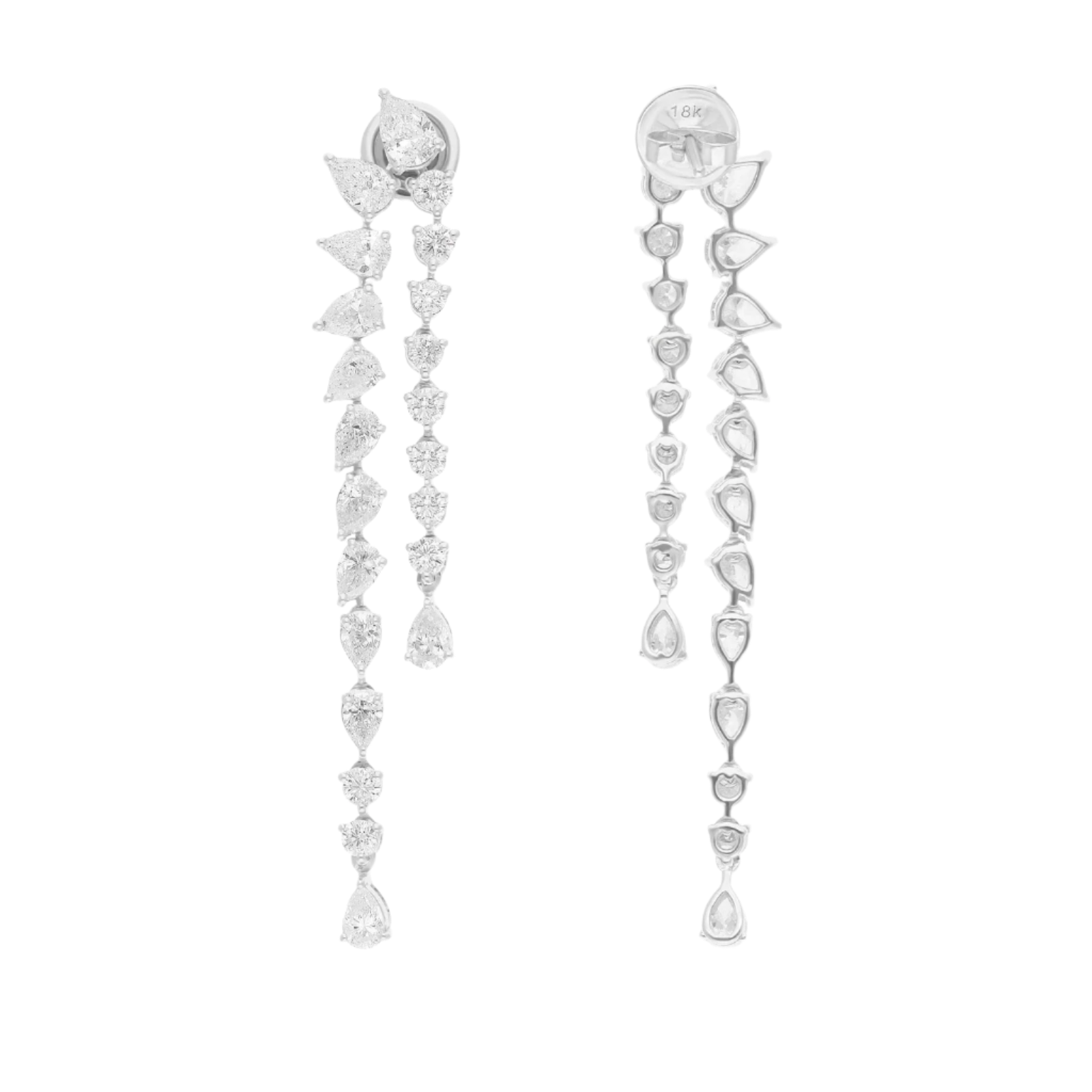 18k Solid White Gold Diamond Decorated Cocktail Stud Earrings 4.20 CTW