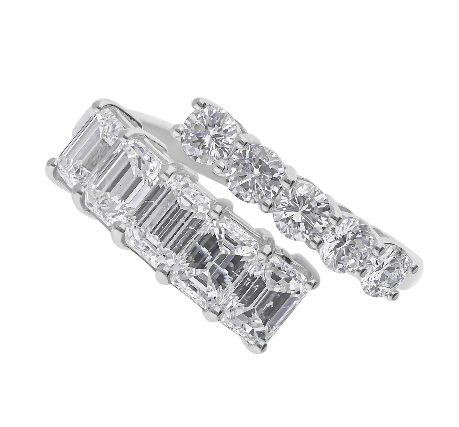 18k Solid White Gold Multi-Shape Diamond Cocktail Ring 2.77 CTW