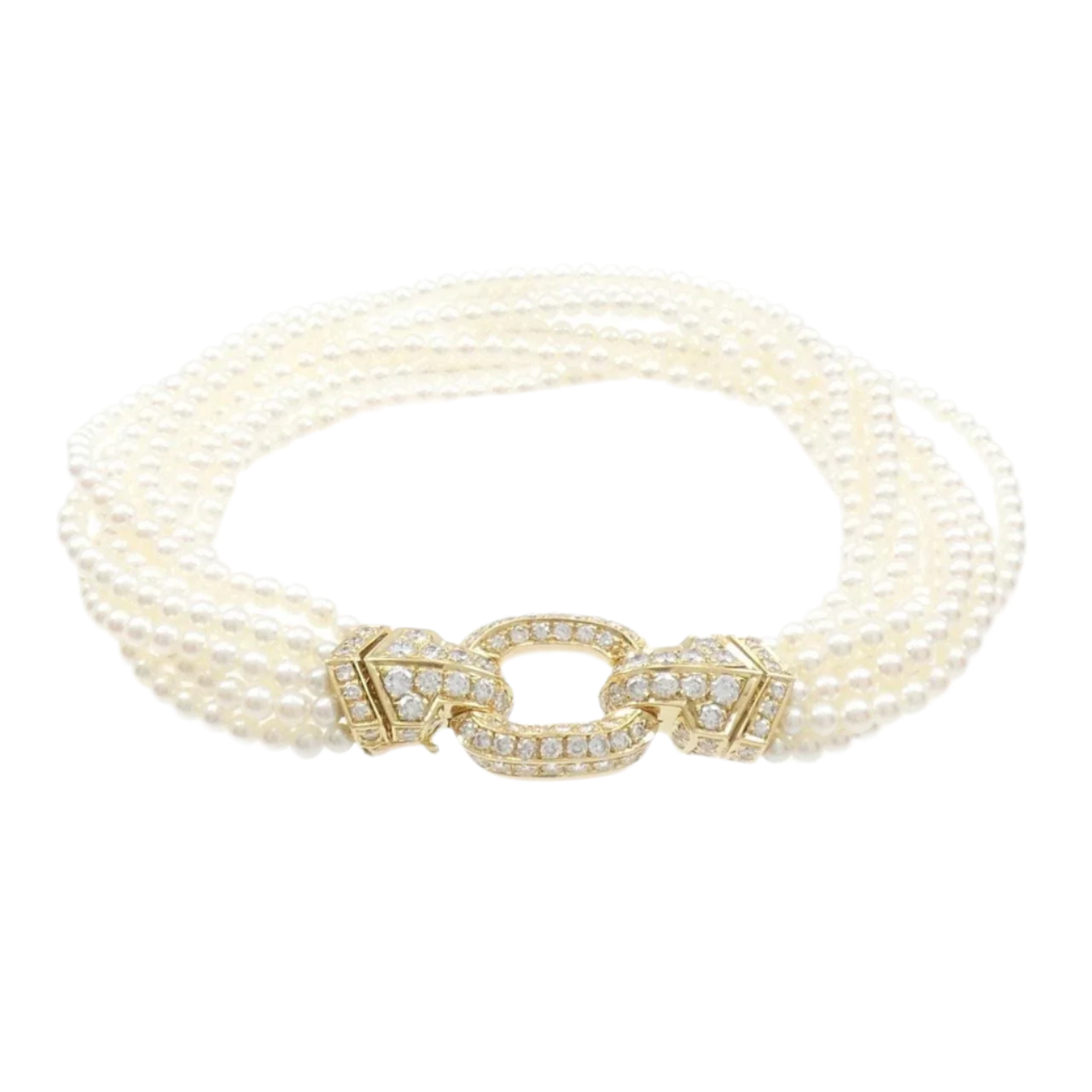 Cartier Akoya Pearl Bracelet in 18k Yellow Gold with Diamonds