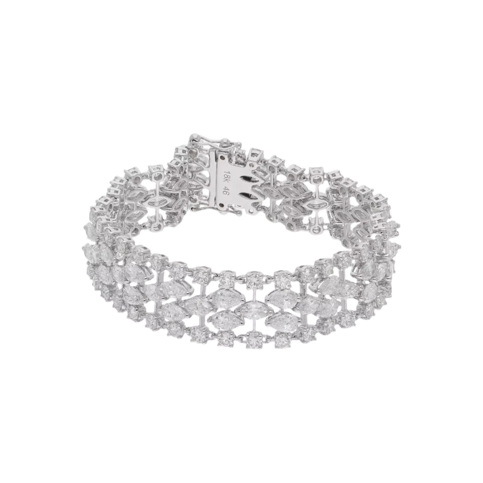 18k Solid White Gold Exceptional Quality Statement Diamond Bracelet 19.80 CTW