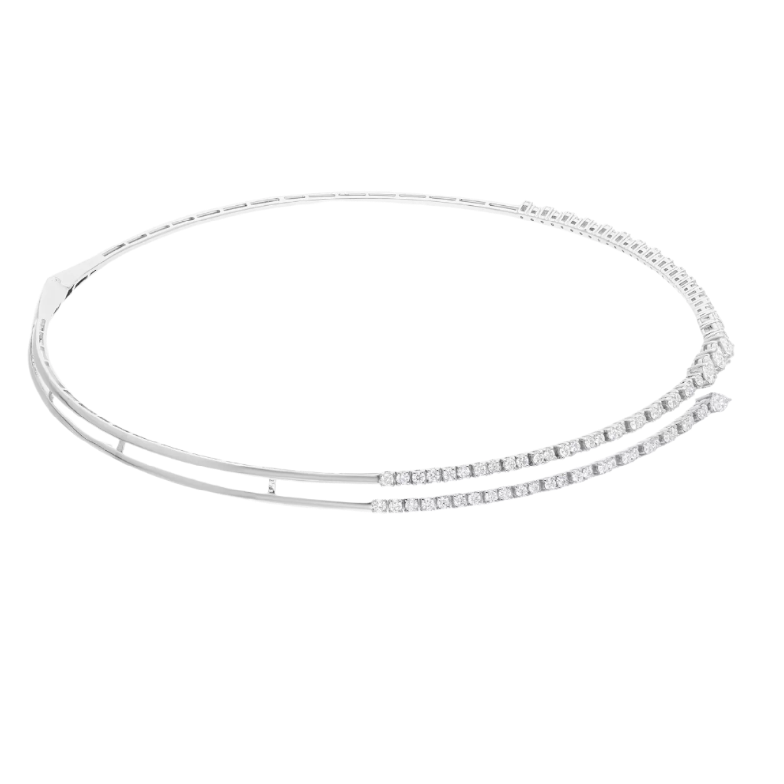 18k Solid White Gold Diamond Decorated Collar Choker Necklace 3.90 CTW