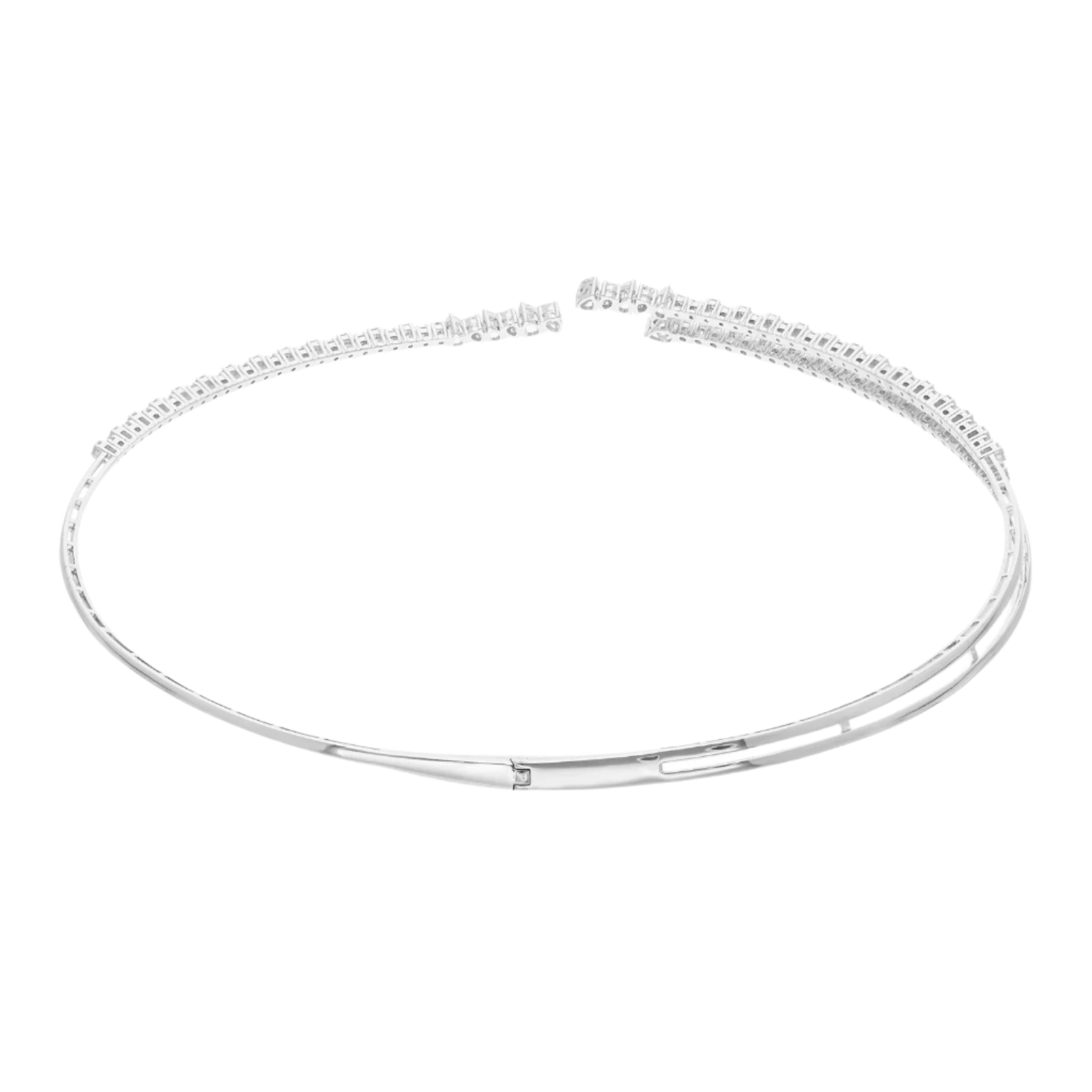 18k Solid White Gold Diamond Decorated Collar Choker Necklace 3.90 CTW