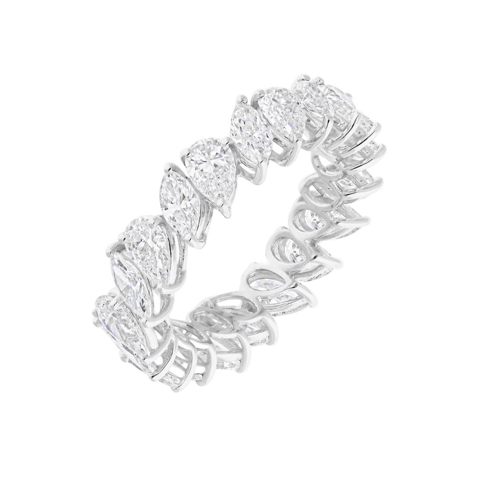 18k Solid White Gold Diamond Multi-Shape Full Eternity Ring 4.90 CTW