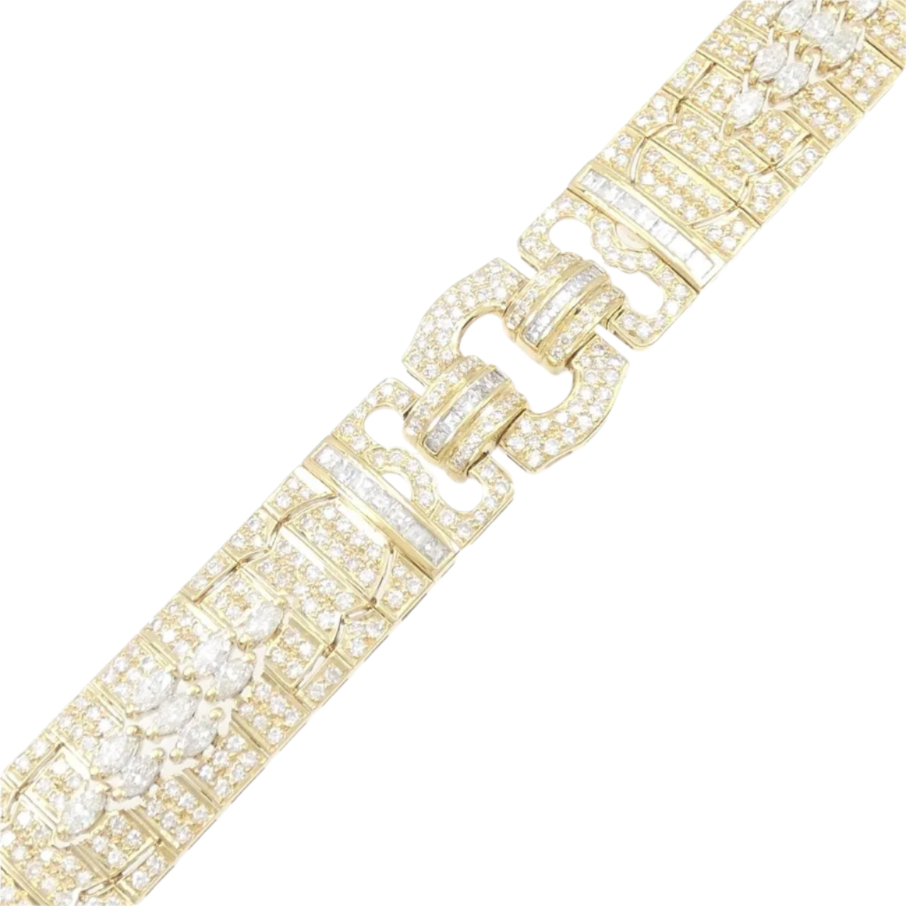 18k Solid Yellow Gold Vintage Bracelet with Diamonds 10.80 CTW