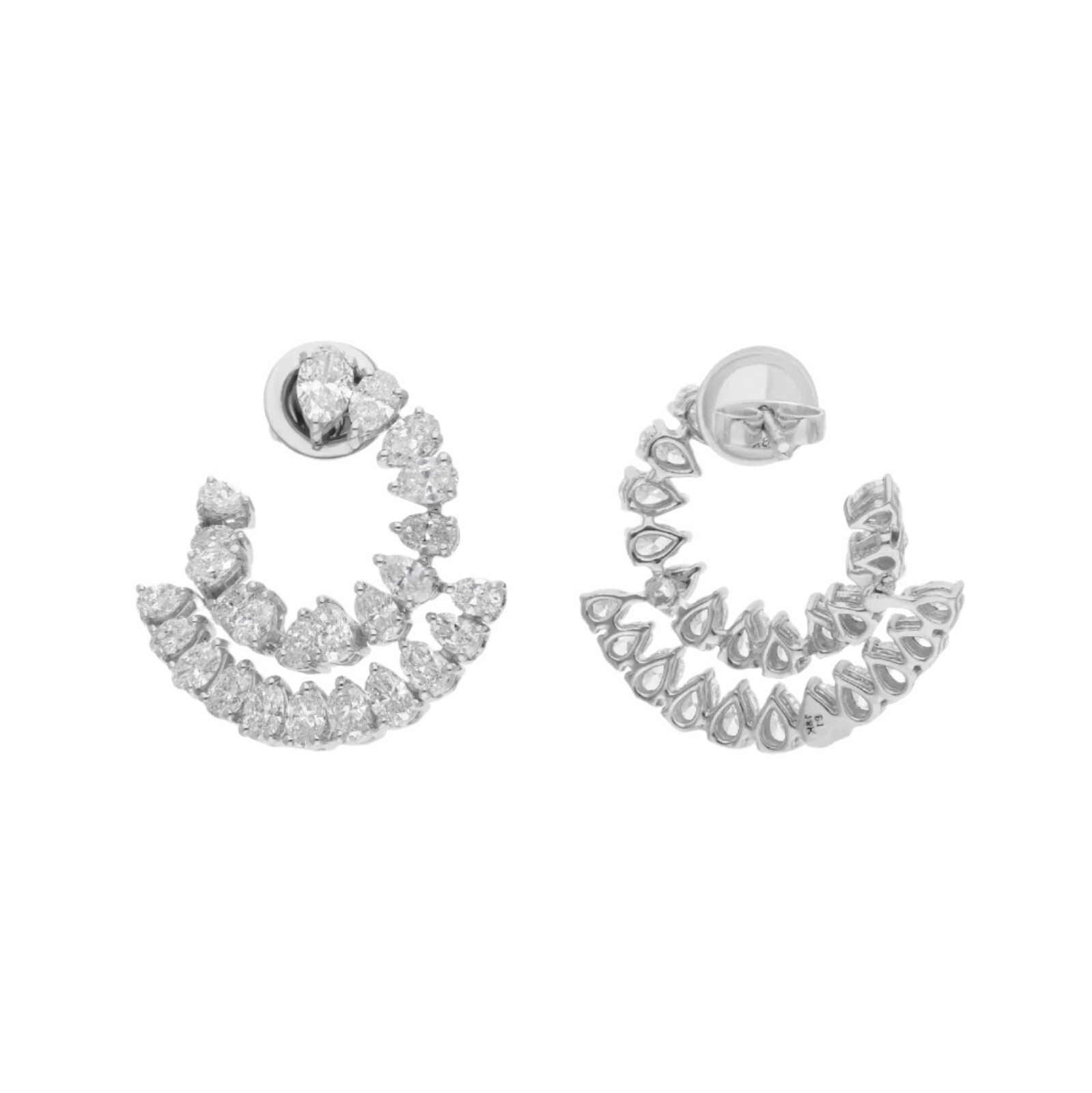 18k Solid White Gold Diamond Decorated Diamond Stud Earrings 4.60 CTW