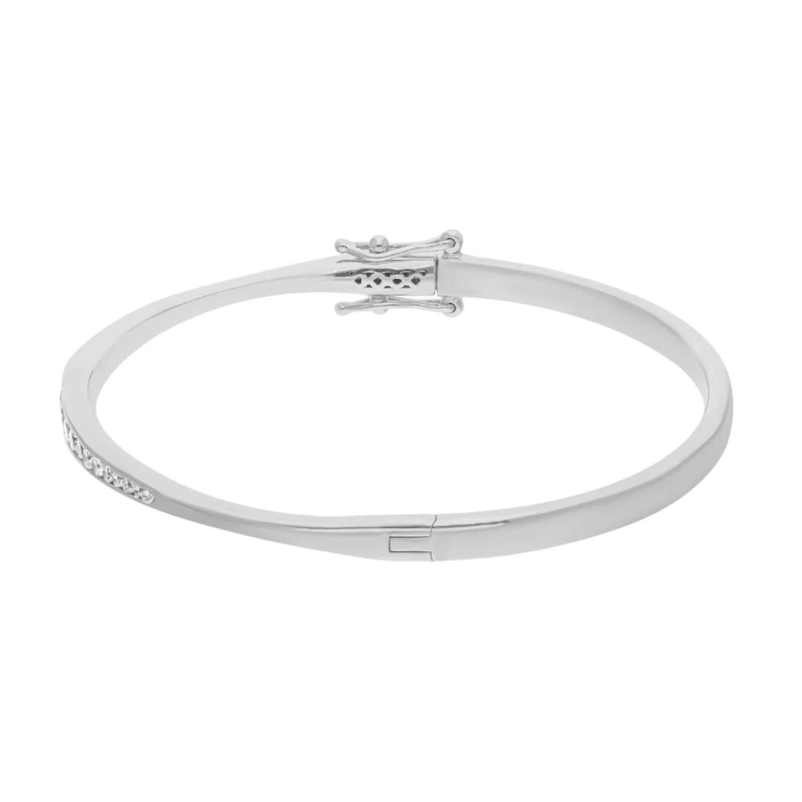 18k White Solid Gold Round Diamond Bangle 1.20 CTW