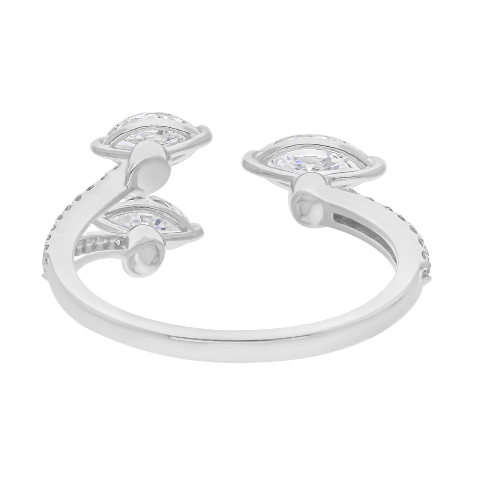 18k Solid White Gold Multi-Shape Diamond Open Cocktail Ring 1.65 CTW