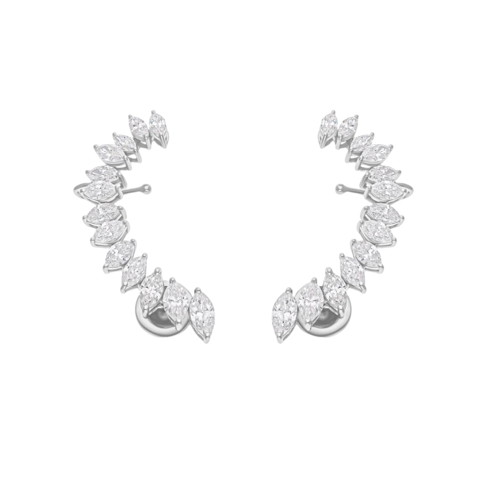 18k Solid White Gold Diamond Cocktail Stud Earrings 5.34 CTW