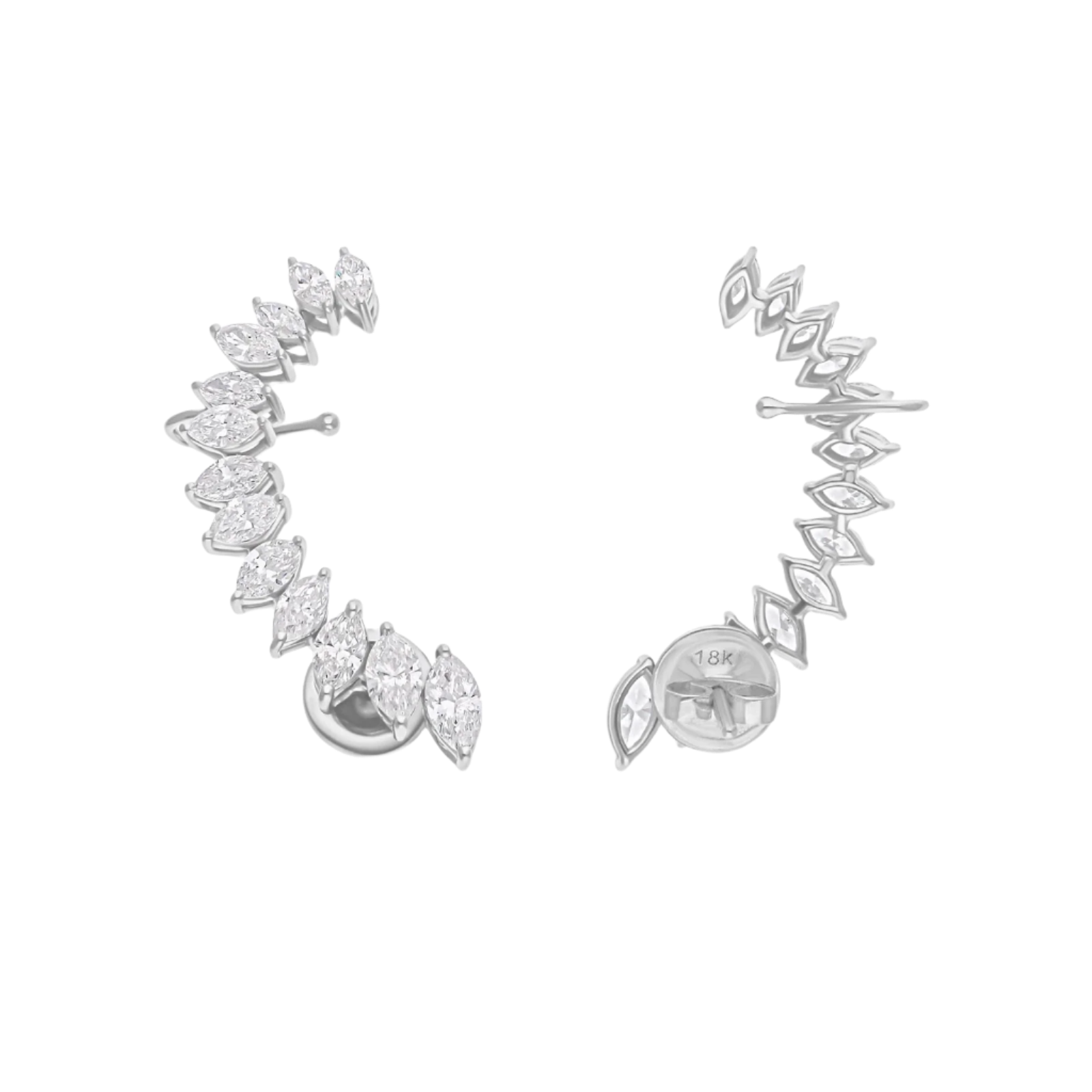 18k Solid White Gold Diamond Cocktail Stud Earrings 5.34 CTW