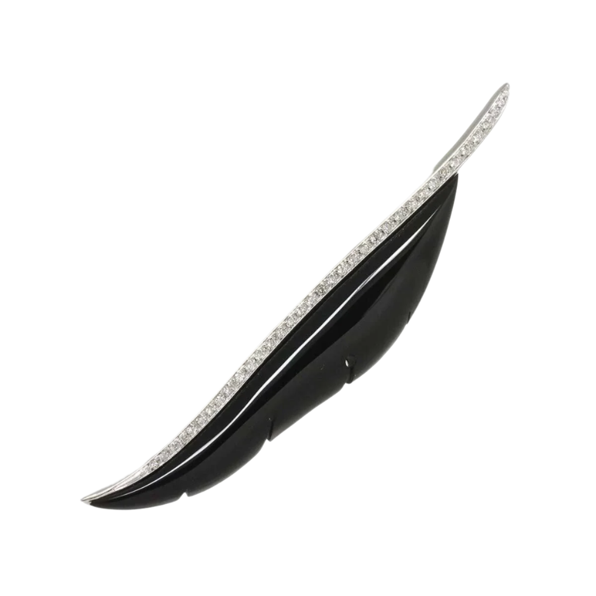 18k White Gold DAMIANI Onyx Vintage Diamond Brooch