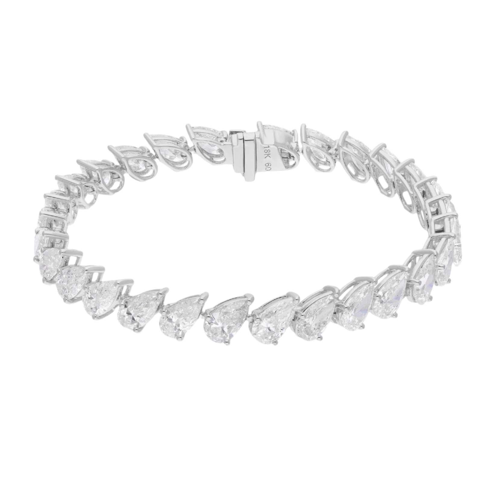 18k Solid White Gold Pear Diamond Bracelet 15.37 CTW