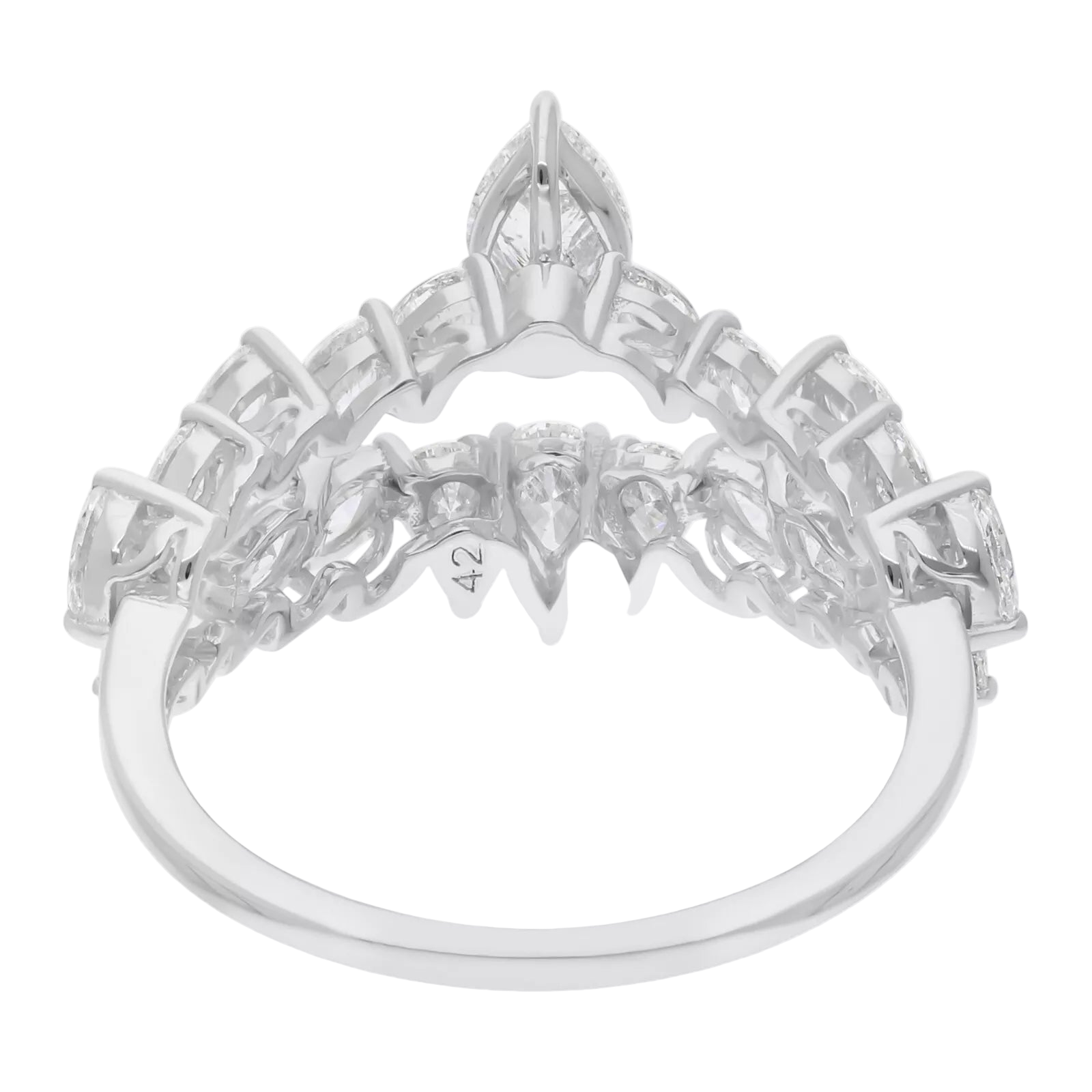 18k Solid White Gold Multi-Shape Diamond Cocktail Ring 2.75 CTW