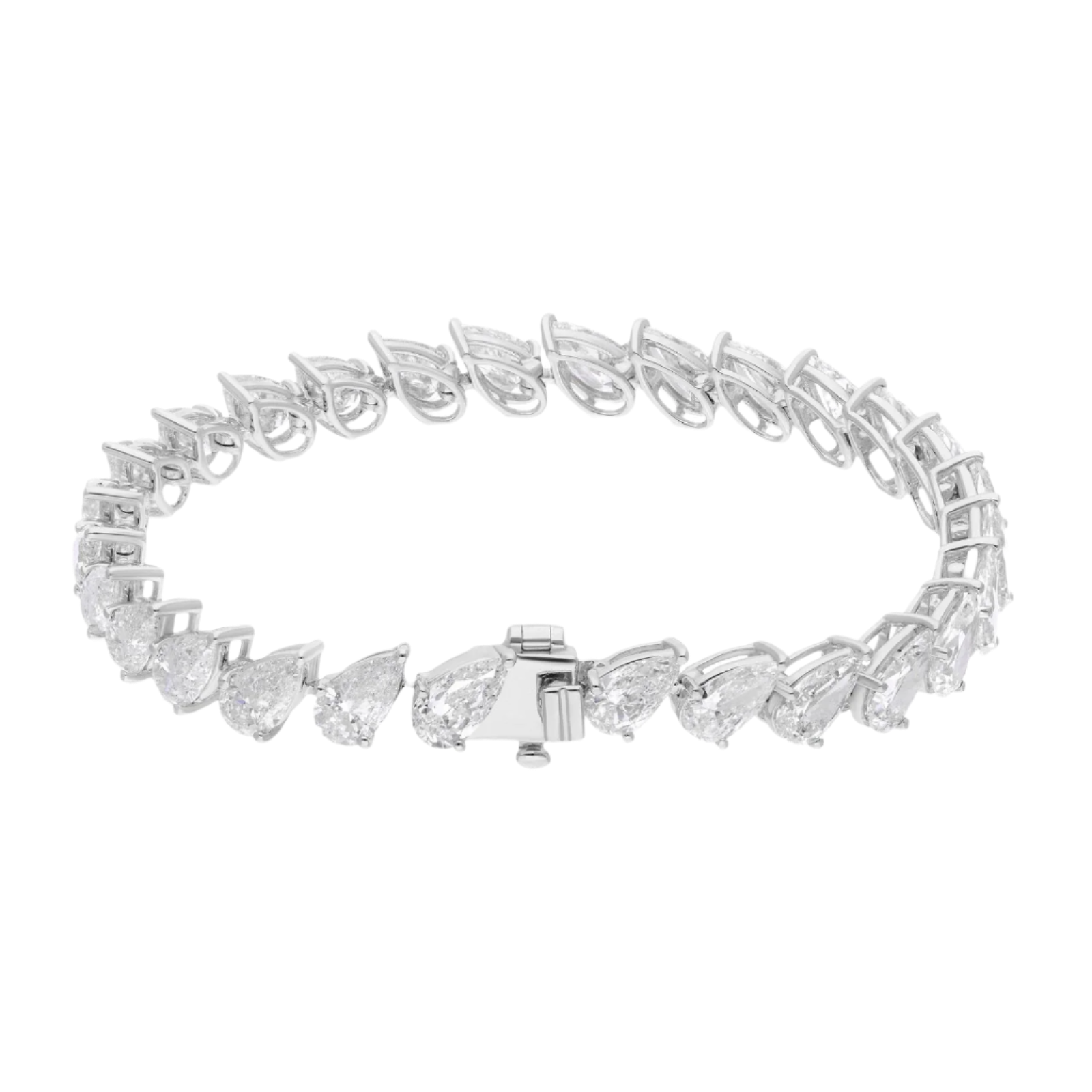 18k Solid White Gold Pear Diamond Bracelet 15.37 CTW