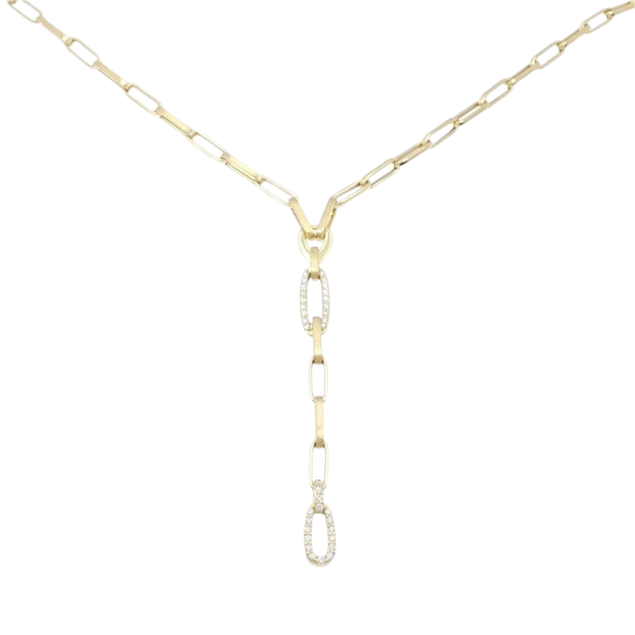 18k Solid Yellow Gold Diamond Chain Necklace with a Unique Clasp