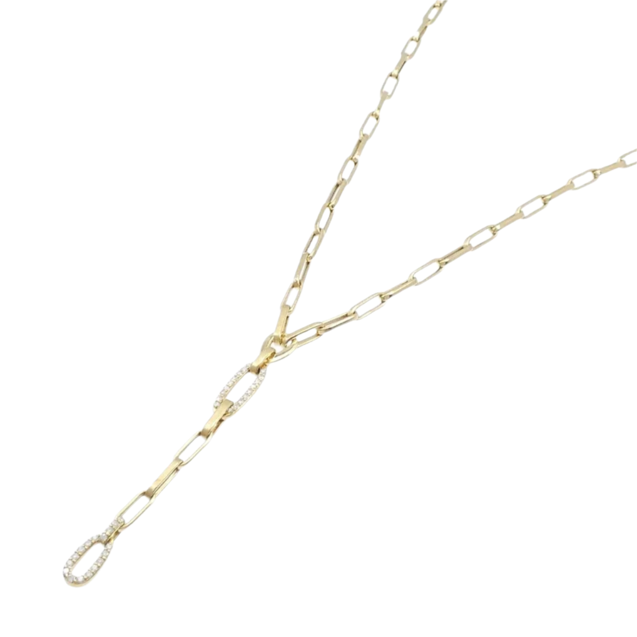 18k Solid Yellow Gold Diamond Chain Necklace with a Unique Clasp