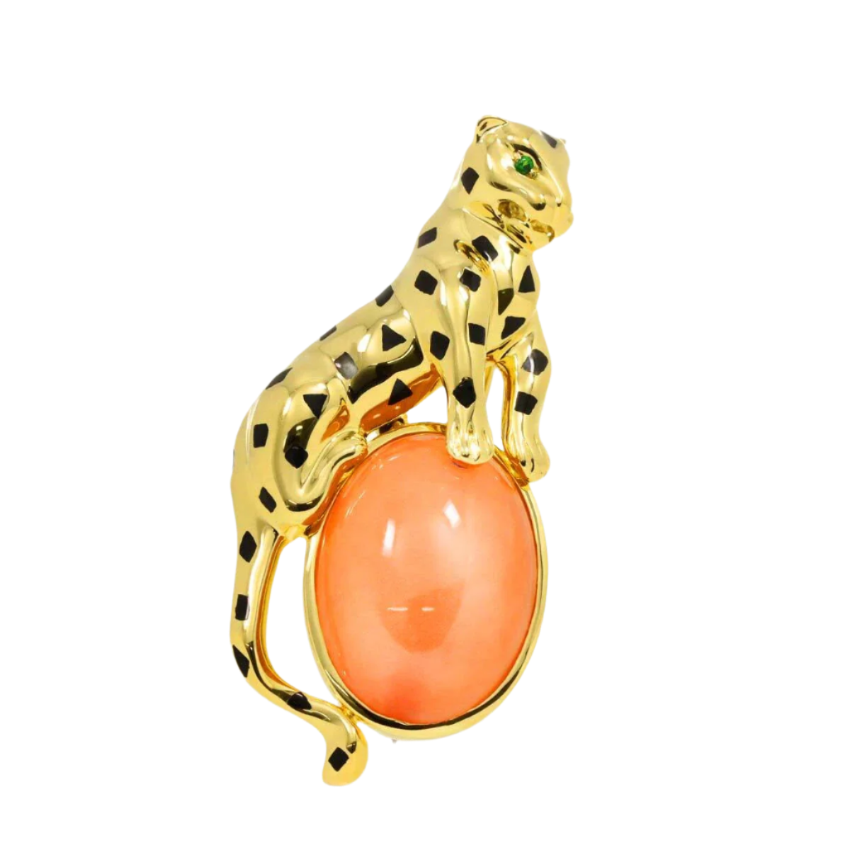 18k Yellow Gold Feldspar 21.46ct Garnet 0.02ct Diamond Brooch