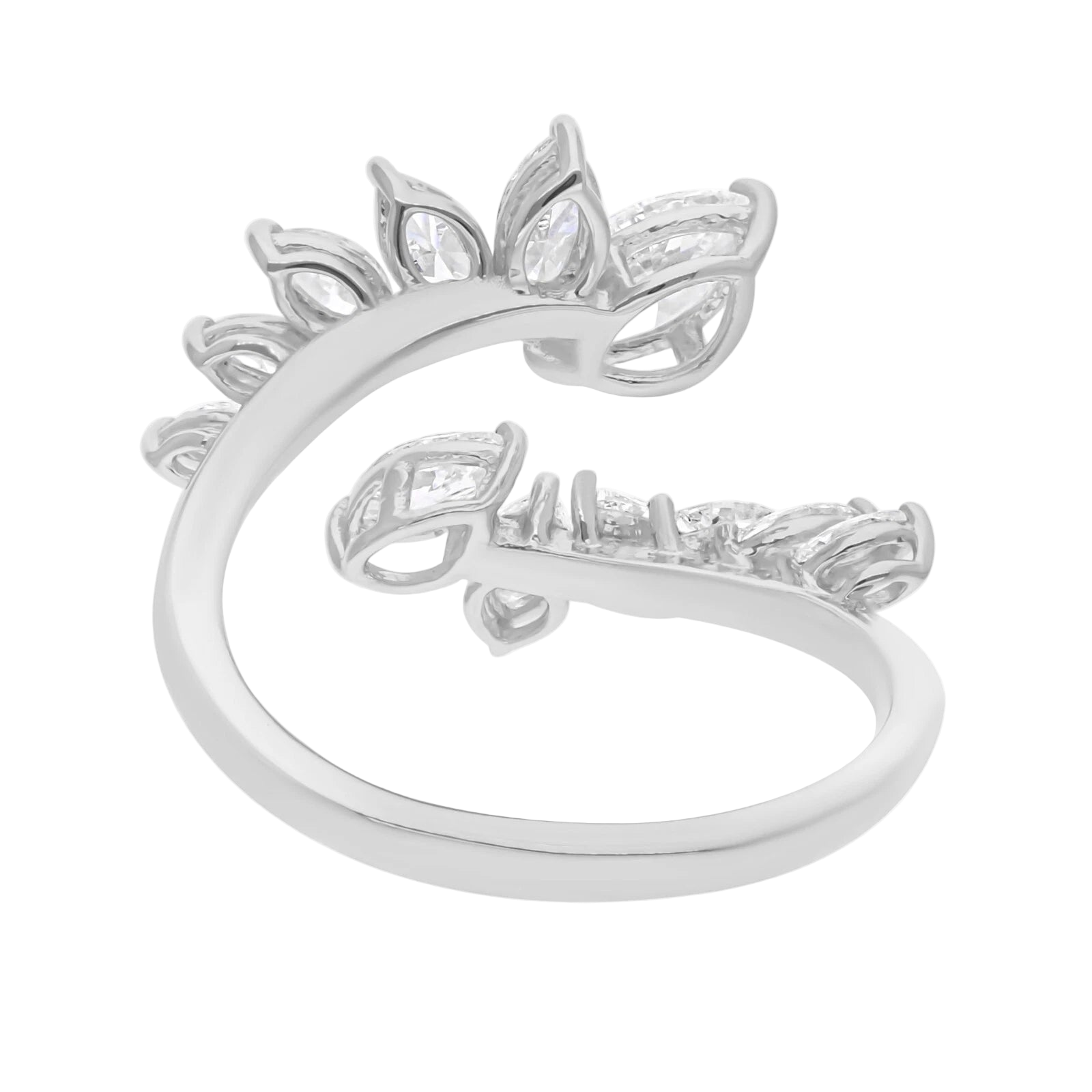 18k Solid White Gold Marquise Cut Diamond Cocktail Ring 2.12 CTW