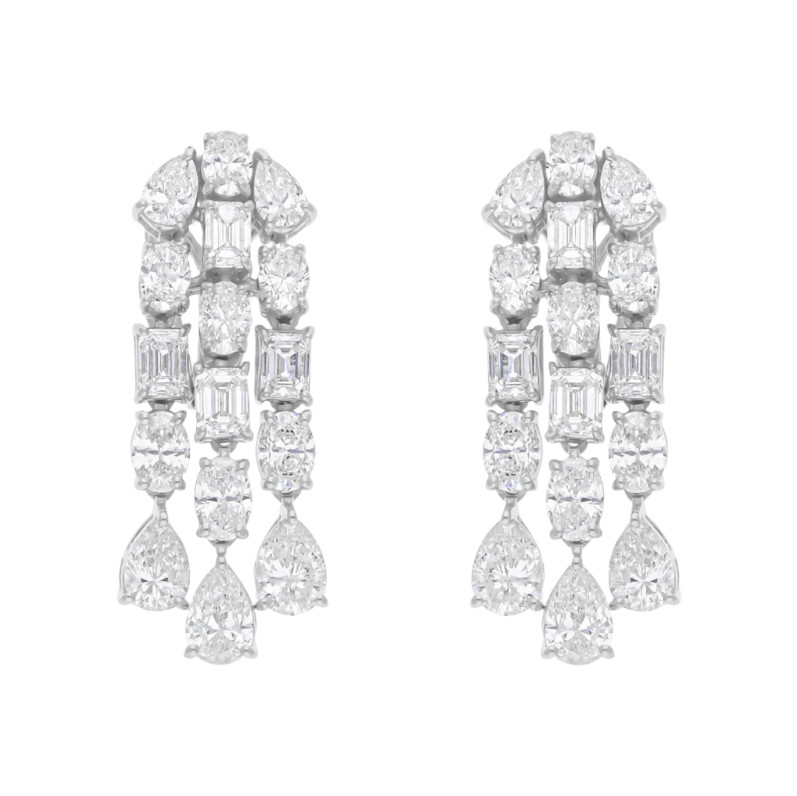 18k Solid White Gold Diamond Decorated Estate Cocktail Earrings 10.77 CTW