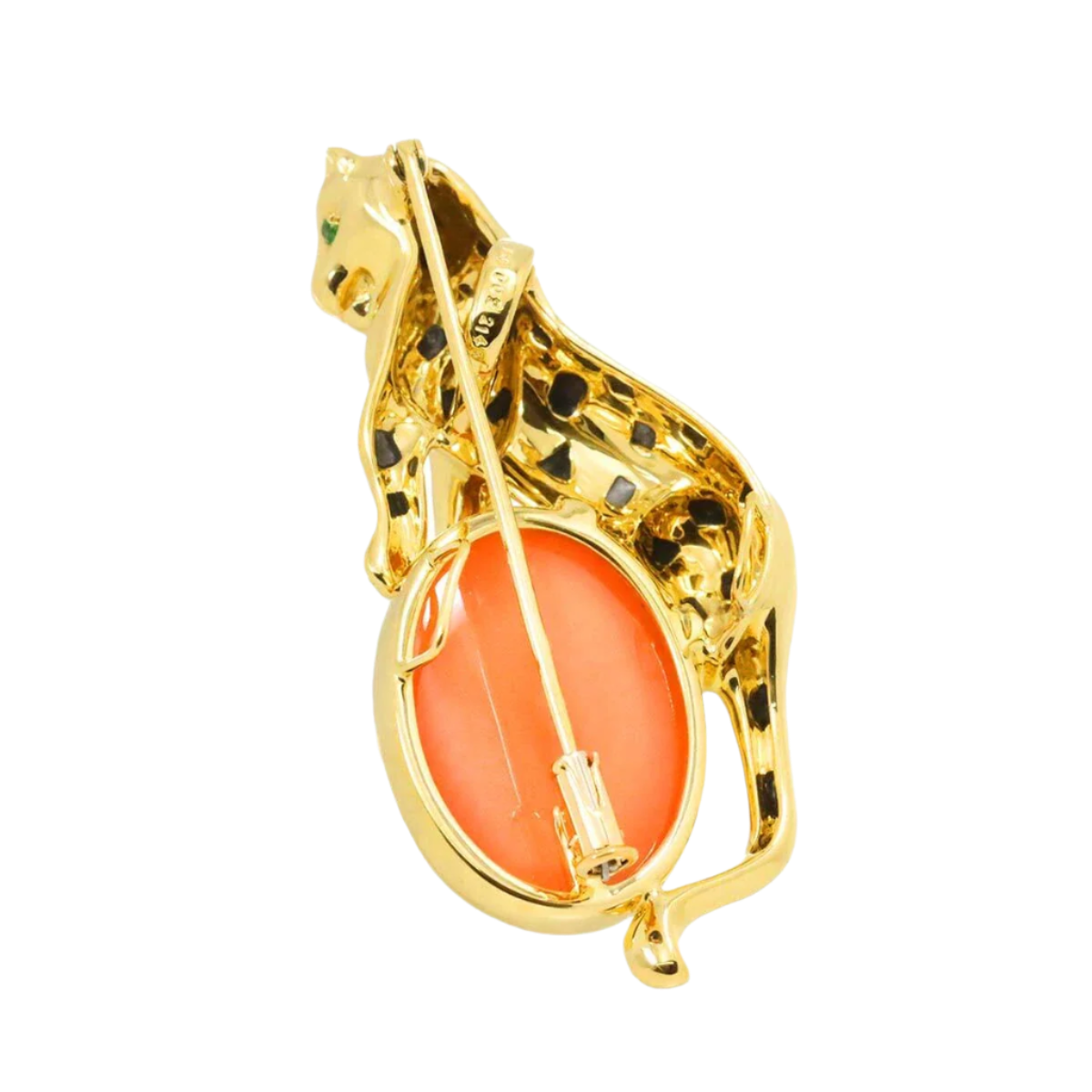 18k Yellow Gold Feldspar 21.46ct Garnet 0.02ct Diamond Brooch