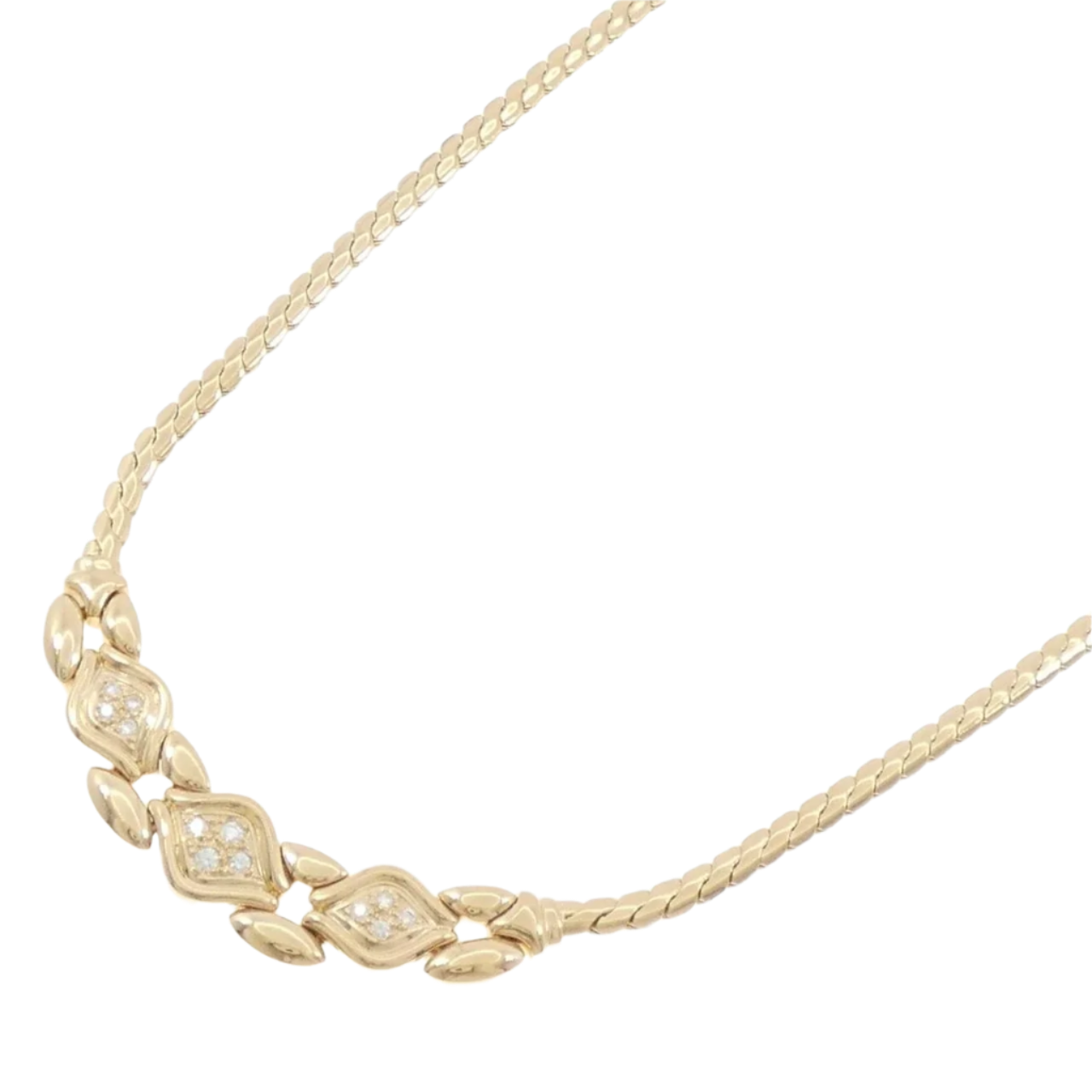 18k Solid Yellow Gold Tasaki Necklace with Diamonds