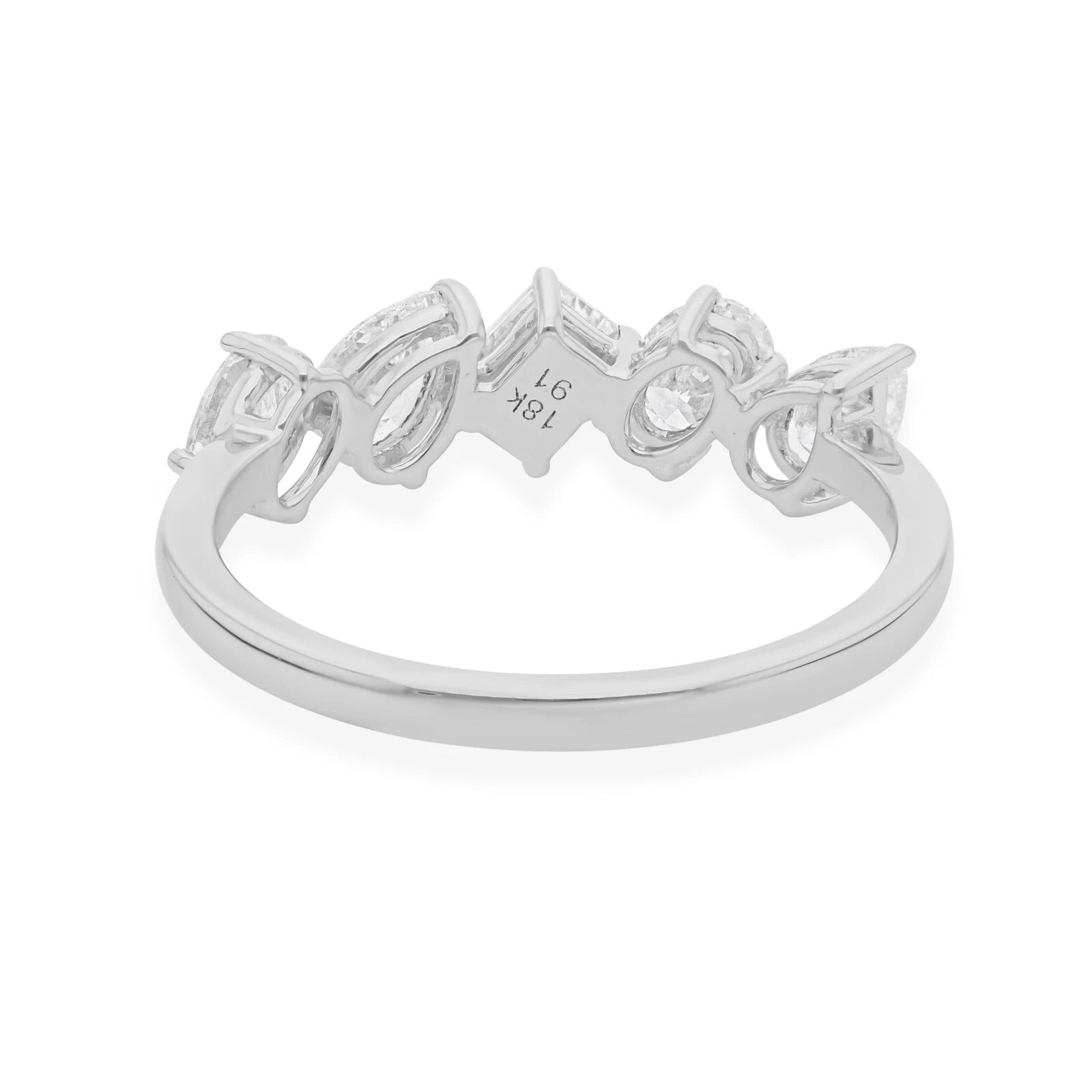 18k Solid White Gold Multi-Shape Diamond Cocktail Ring 1.77 CTW