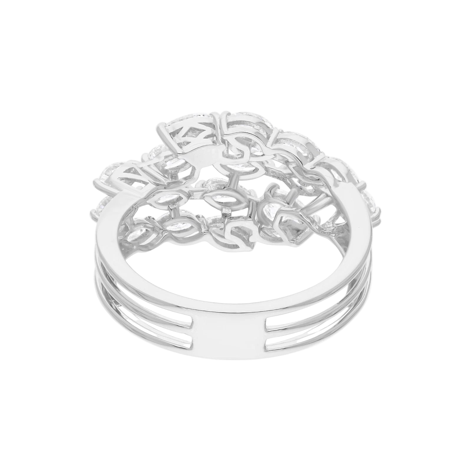 18k Solid White Gold Multi-Shape Diamond Cocktail Ring 3.25 CTW