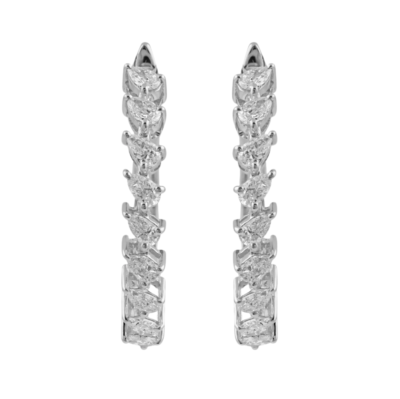 18k Solid White gold Pear-Shaped Diamond Earrings 3.60 CTW