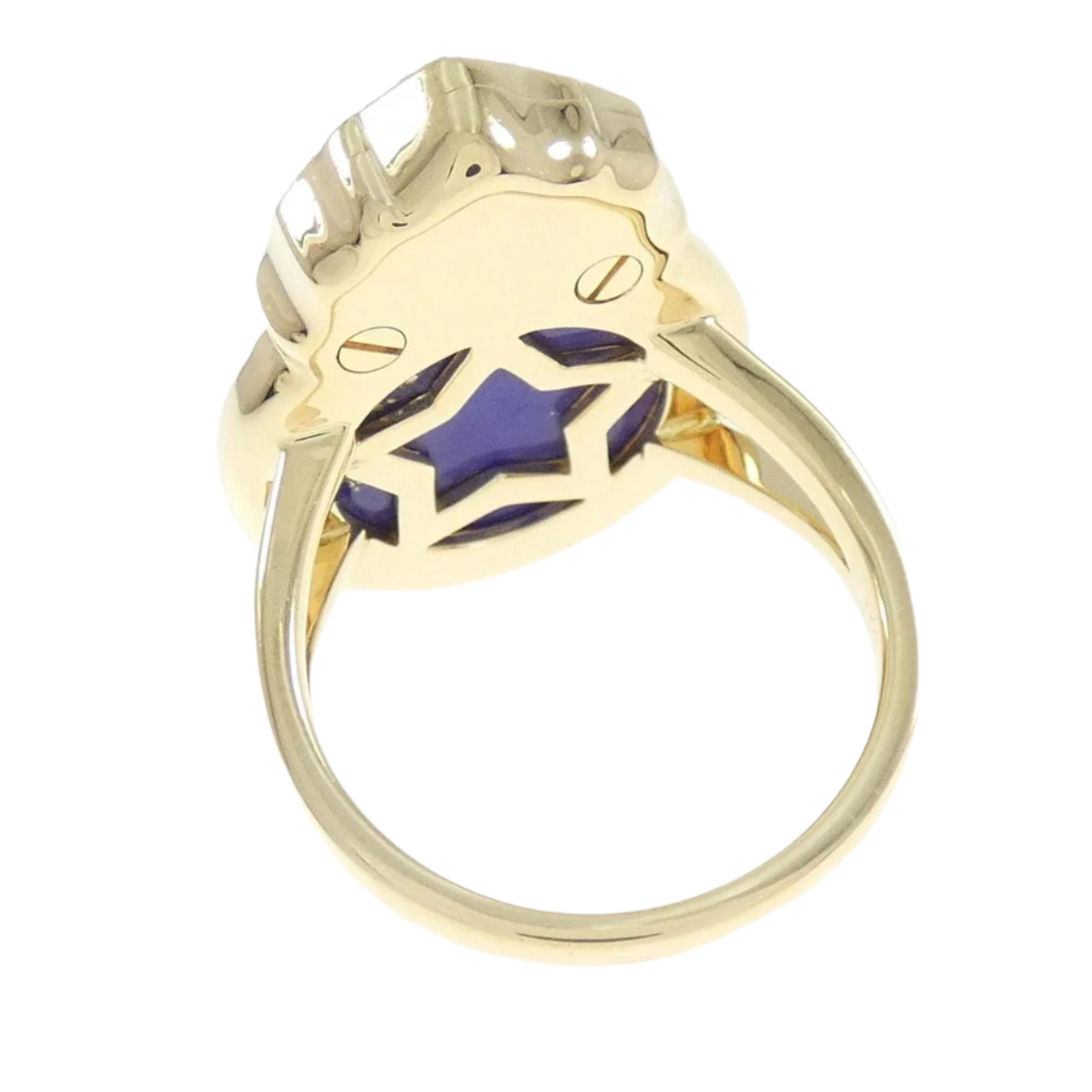18k Yellow Gold Vintage Chanel Ring with Lapis Lazuli and Diamonds