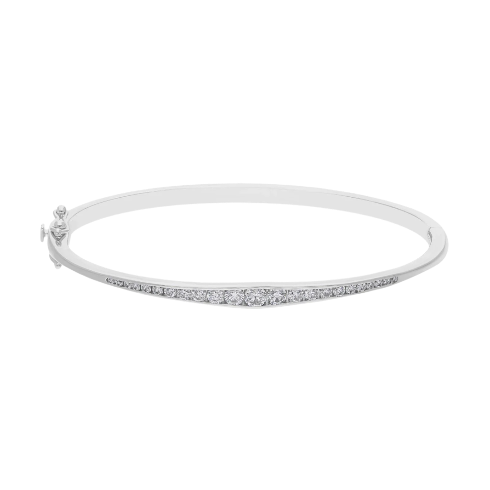 18k White Solid Gold Round Diamond Bangle 1.20 CTW