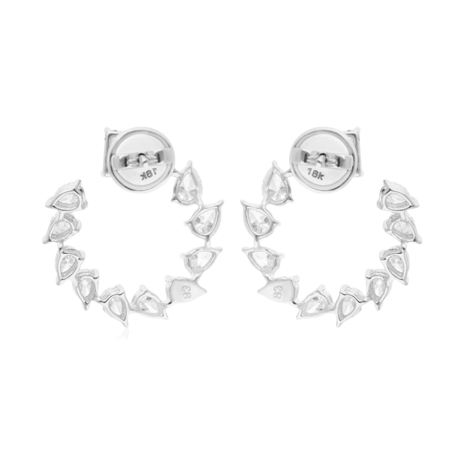 18k Solid White Gold Multi-Shape Cocktail Diamond Earrings 3.76 CTW