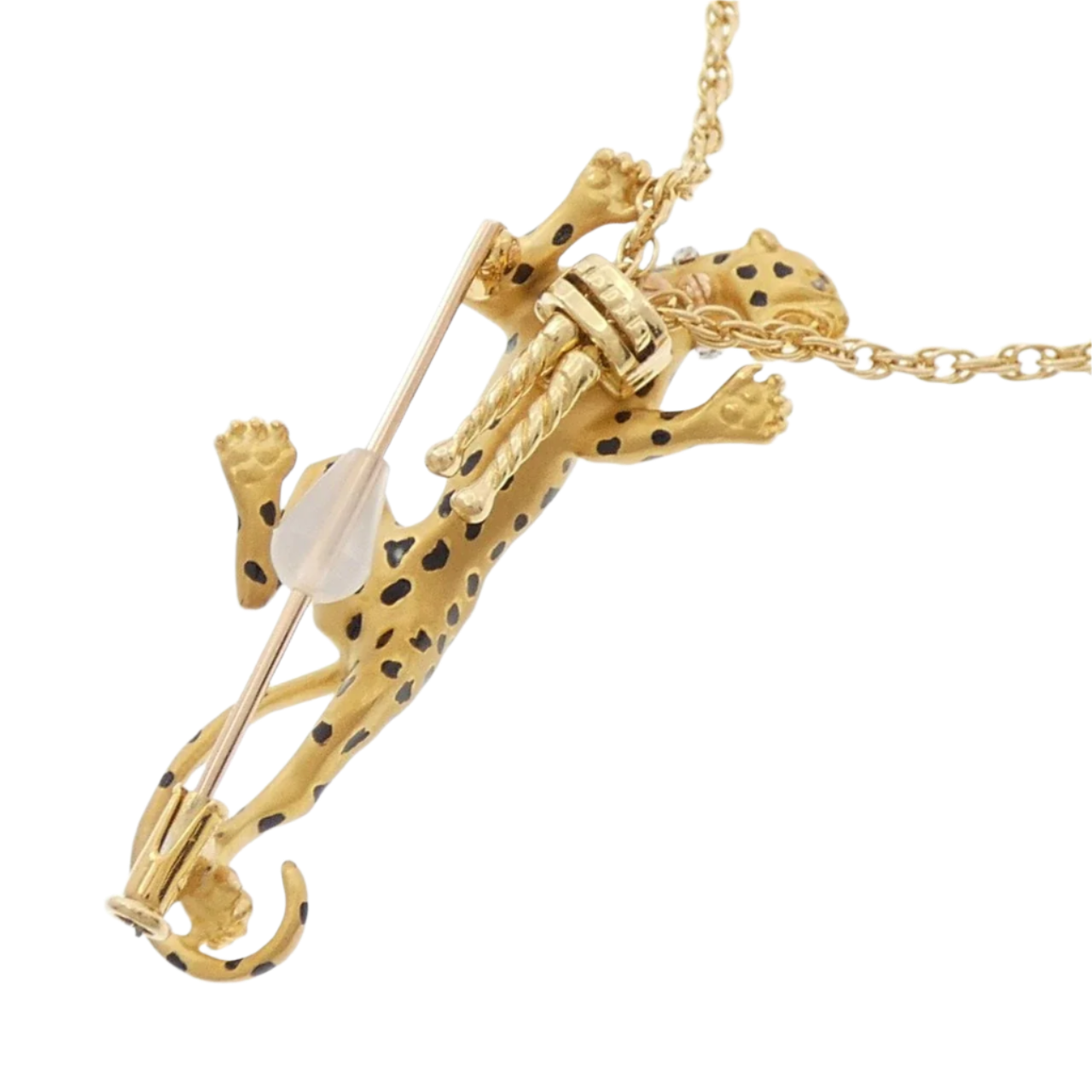 18k Solid Yellow Gold Carrera y Carrera Diamond Leopard Necklace