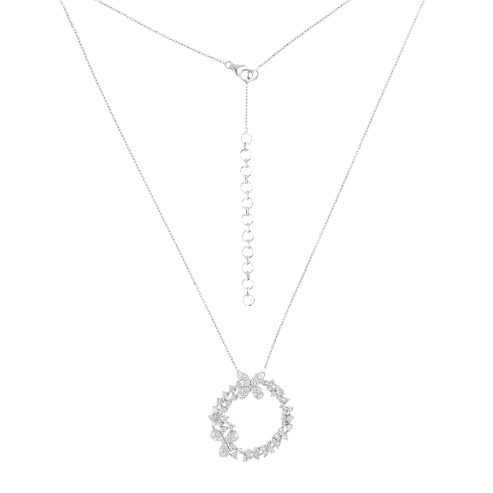 18k Solid White Gold Floral Motif Mixed Shaped Diamond Pendant 1.75 CTW