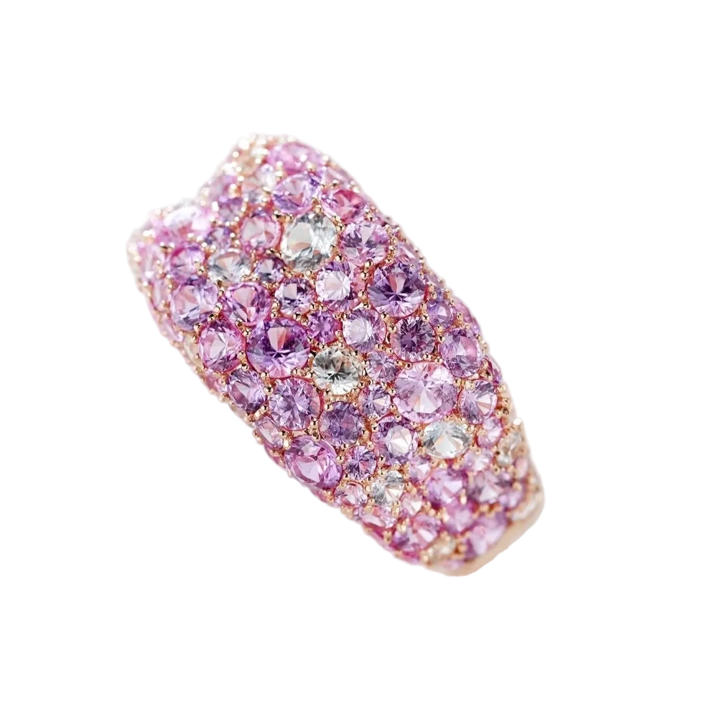 18k Rose Gold Pastel Pink Sapphire Cocktail Ring 5.97 CTW