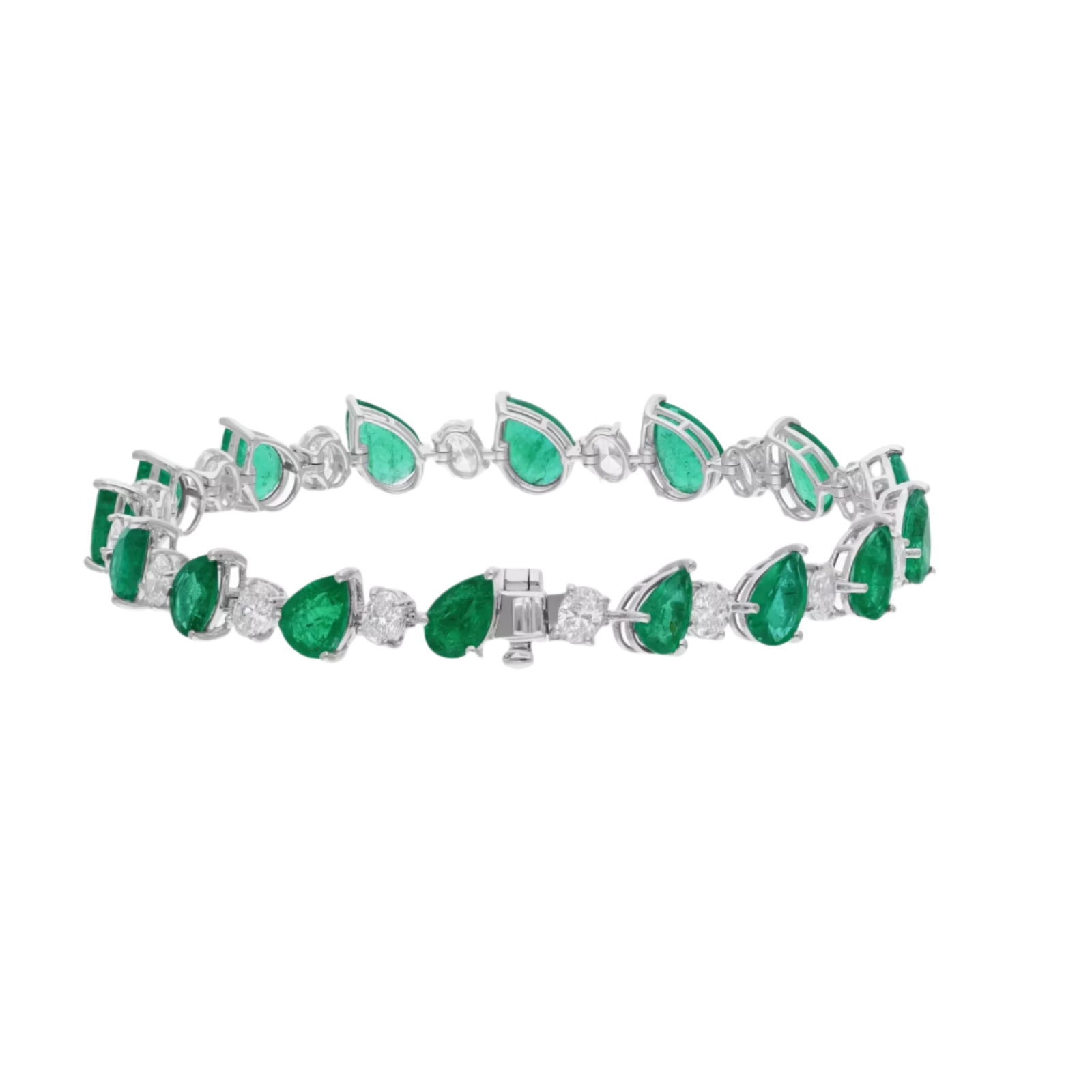 18k White Gold Colombian Emerald and Diamond Bracelet 17.80 CTW