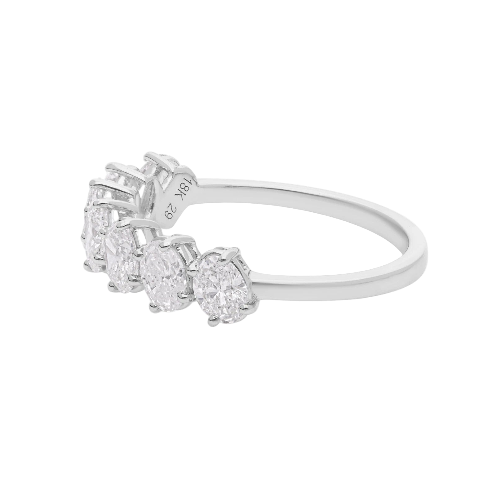 18k Solid White Gold Oval-Shape Diamond Cocktail Ring 2.25 CTW