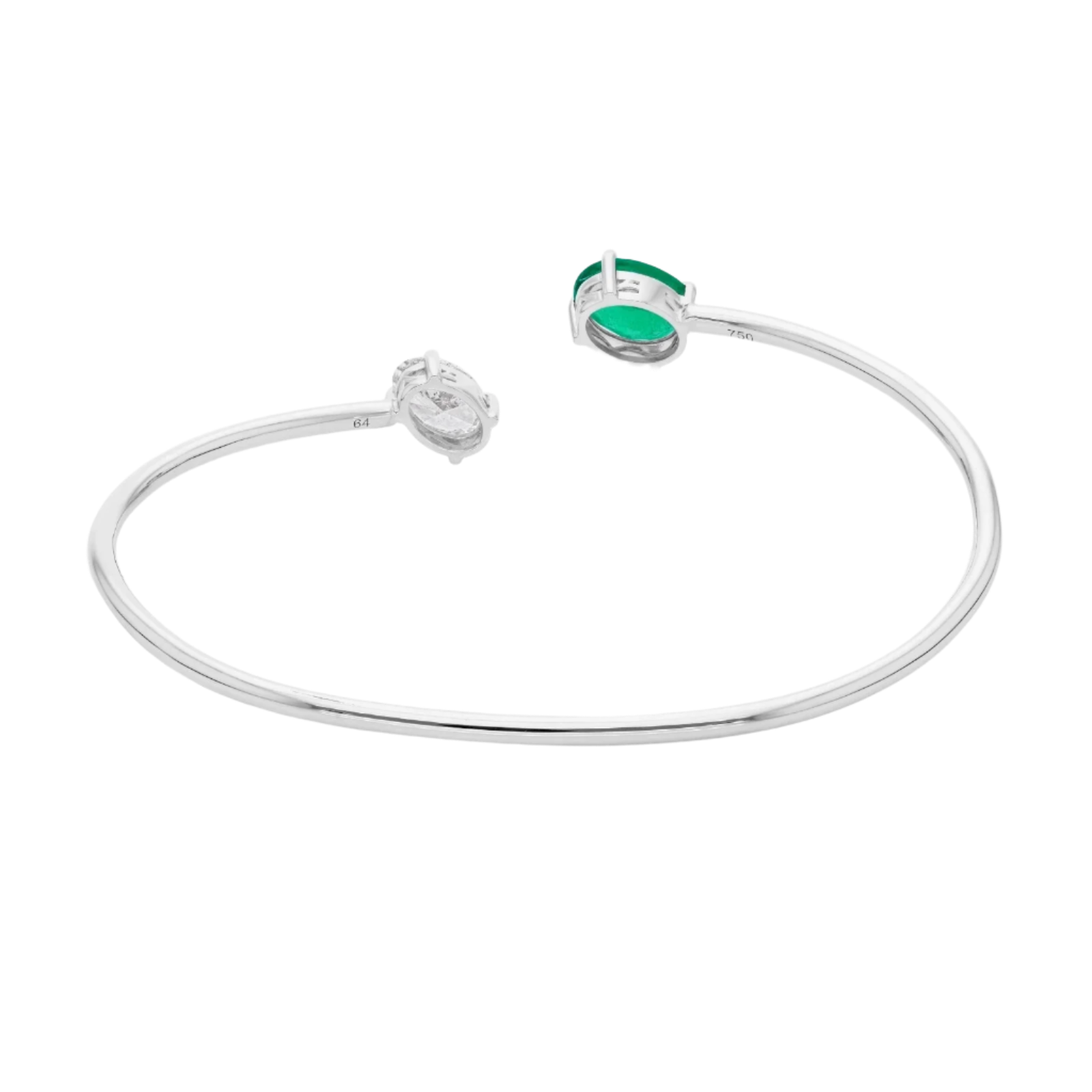 18k White Gold Zambian Emerald and Diamond Bangle 2.00 CTW