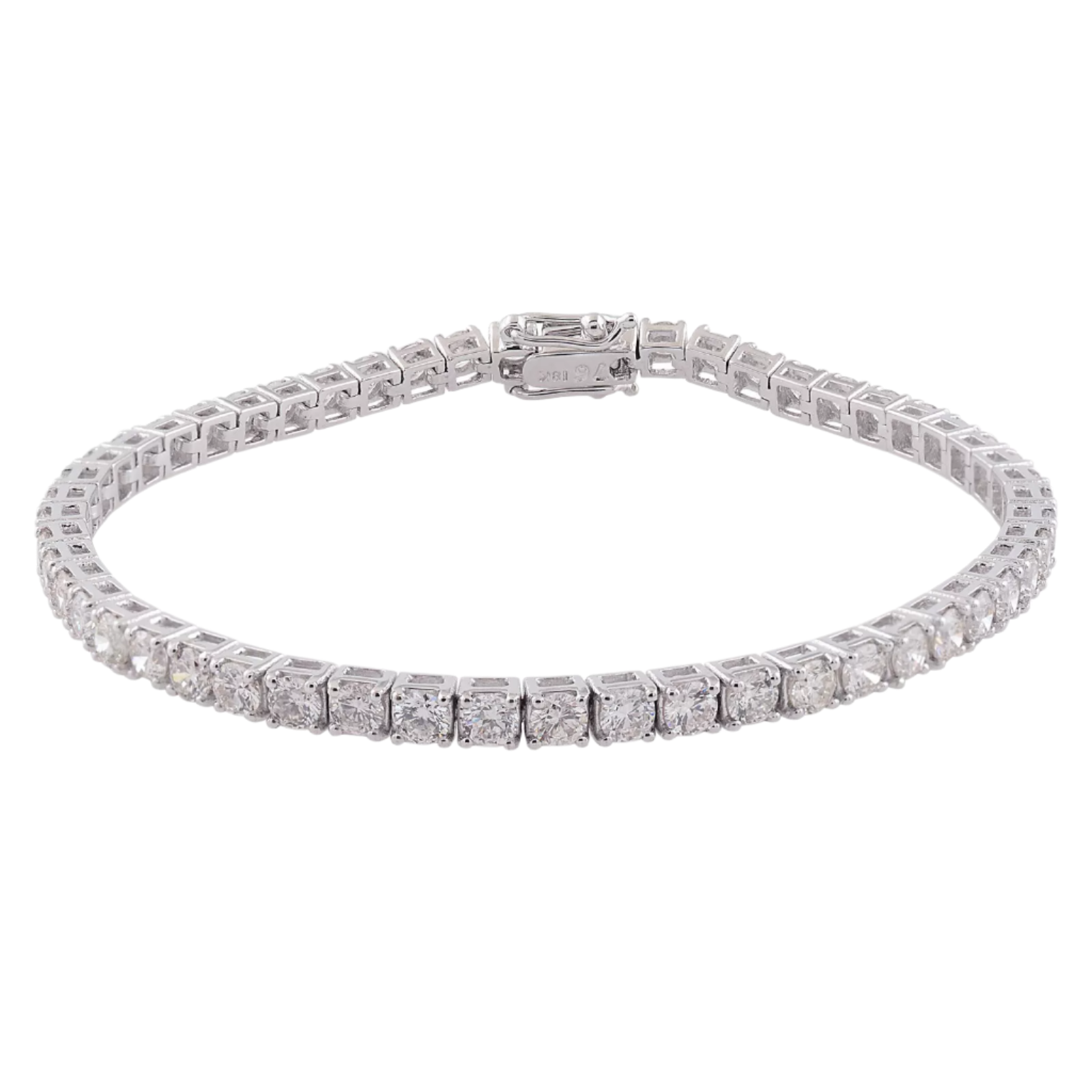 18k Solid White Gold Round Diamond Tennis Bracelet 7.89 CTW