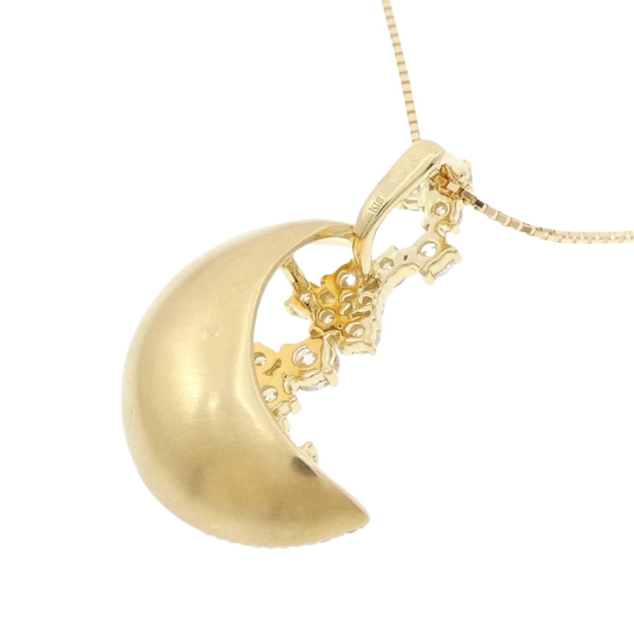 18k Yellow Gold Diamond Moon Pendant 1.00 CTW