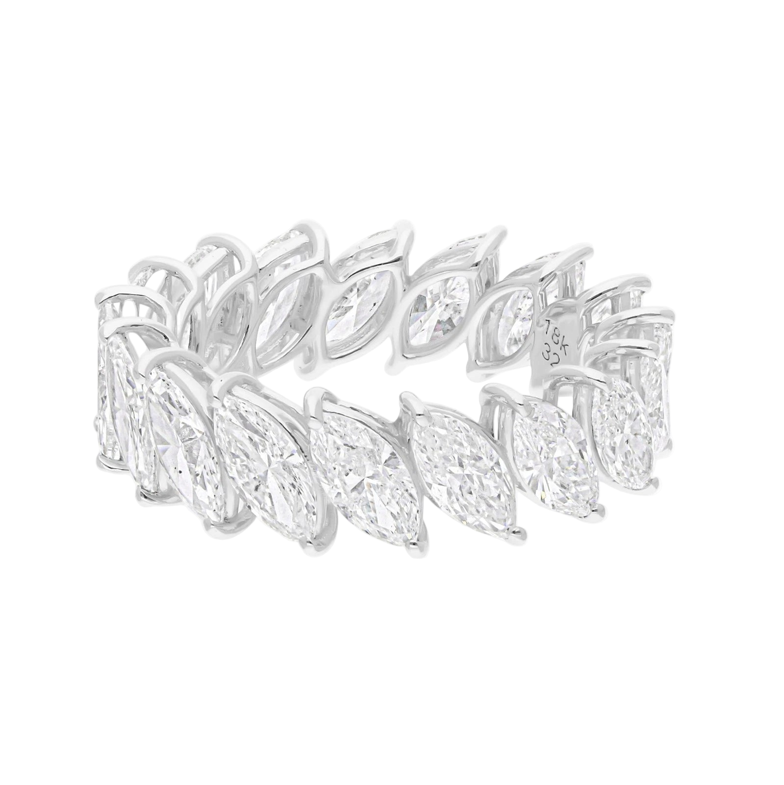 18k Solid White Gold Marquise-Cut Diamond Eternity Band 5.25 CTW