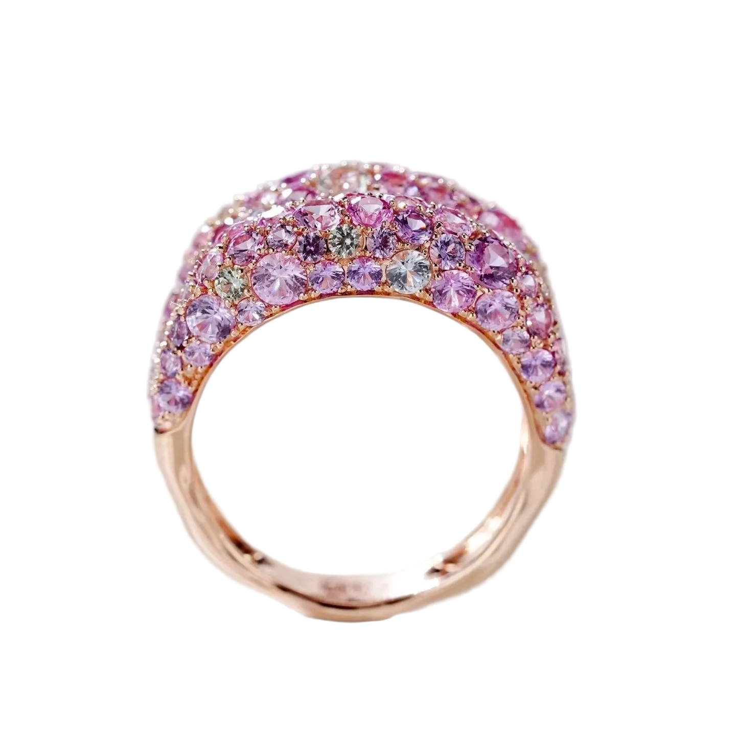 18k Rose Gold Pastel Pink Sapphire Cocktail Ring 5.97 CTW