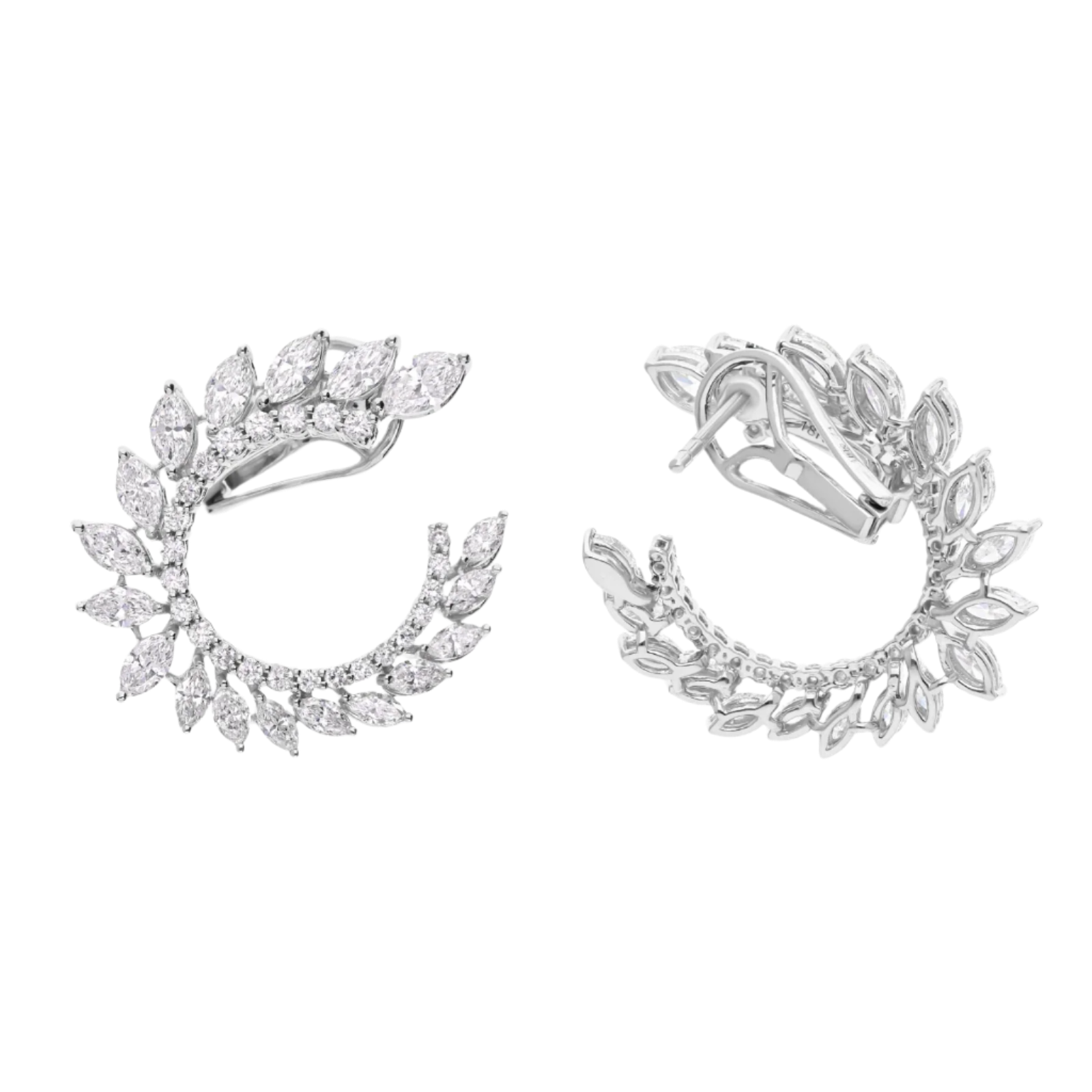 18k Solid White Gold Diamond Cocktail Earrings 4.55 CTW