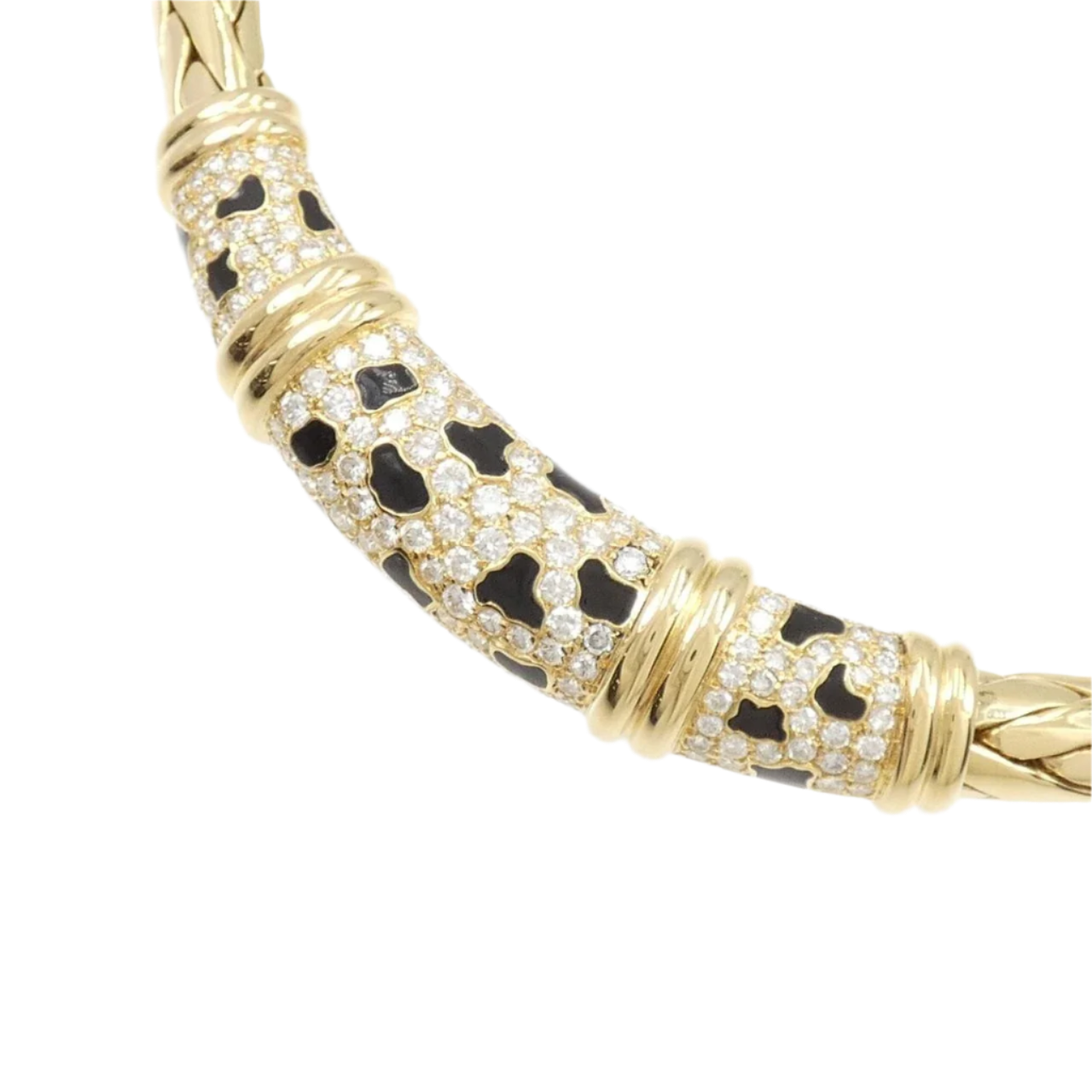 18k Yellow Gold Chunky Enamel and Diamond Necklace 2.45 CTW