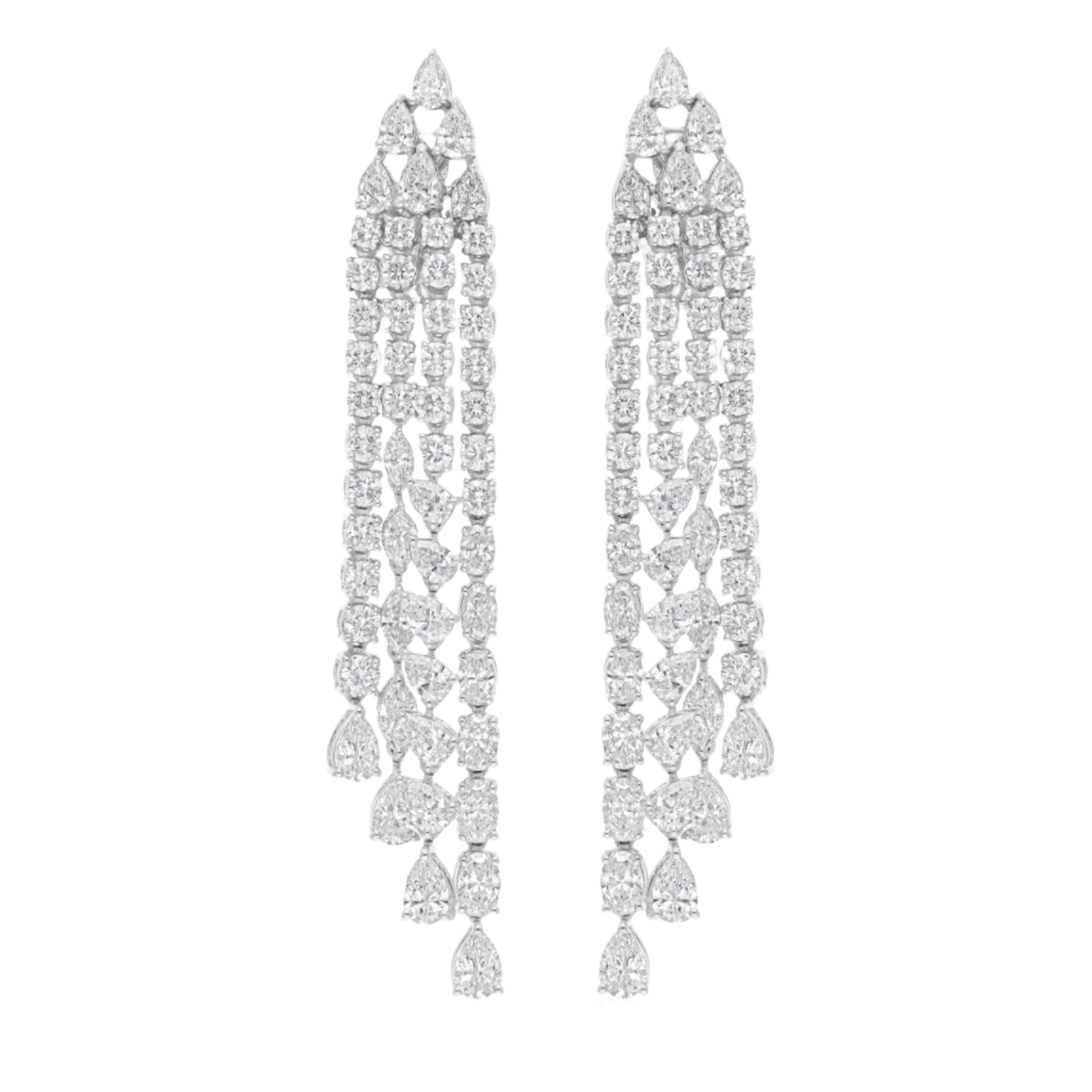 18k Solid White Gold Exquisite Cocktail Drop Diamond Earrings 14.85 CTW