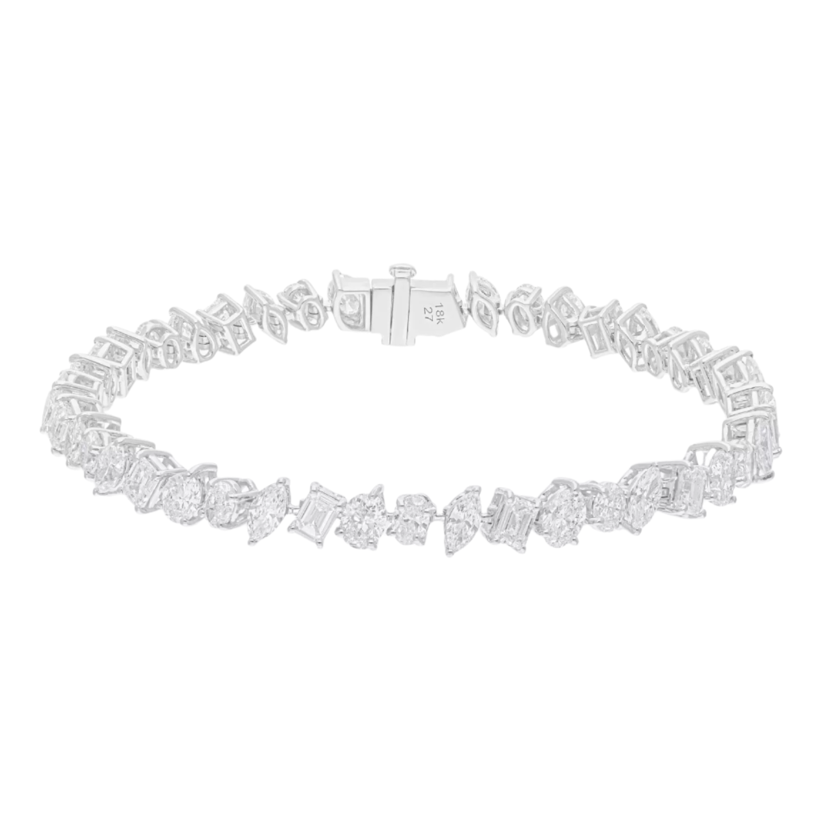 18k White Gold Mixed Shape Diamond Bracelet 9.77 CTW