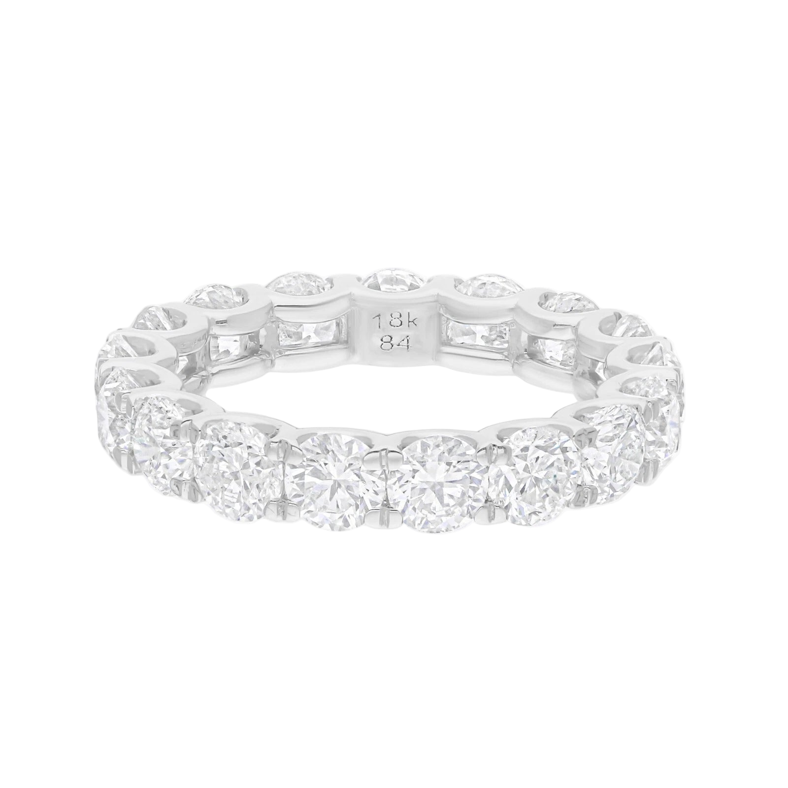 18k Solid White Gold Round Brilliant Full Eternity Diamond Band 4.55 CTW