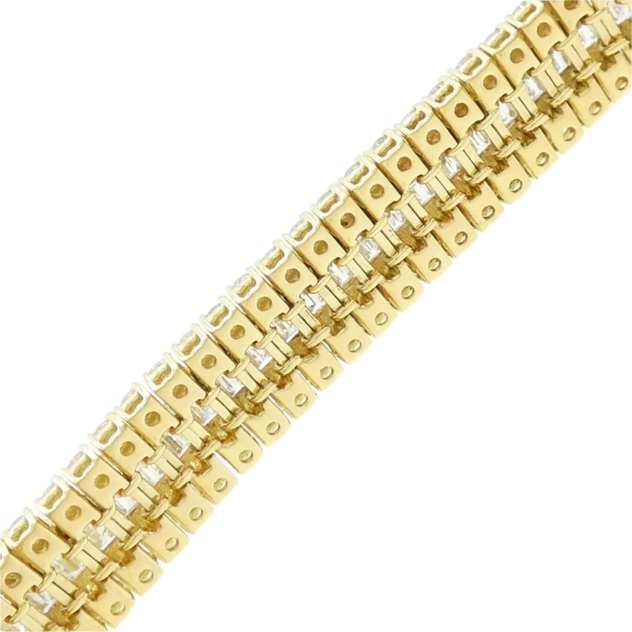 18k Solid Yellow Gold Chunky Diamond Statement Bracelet 15,00 CTW